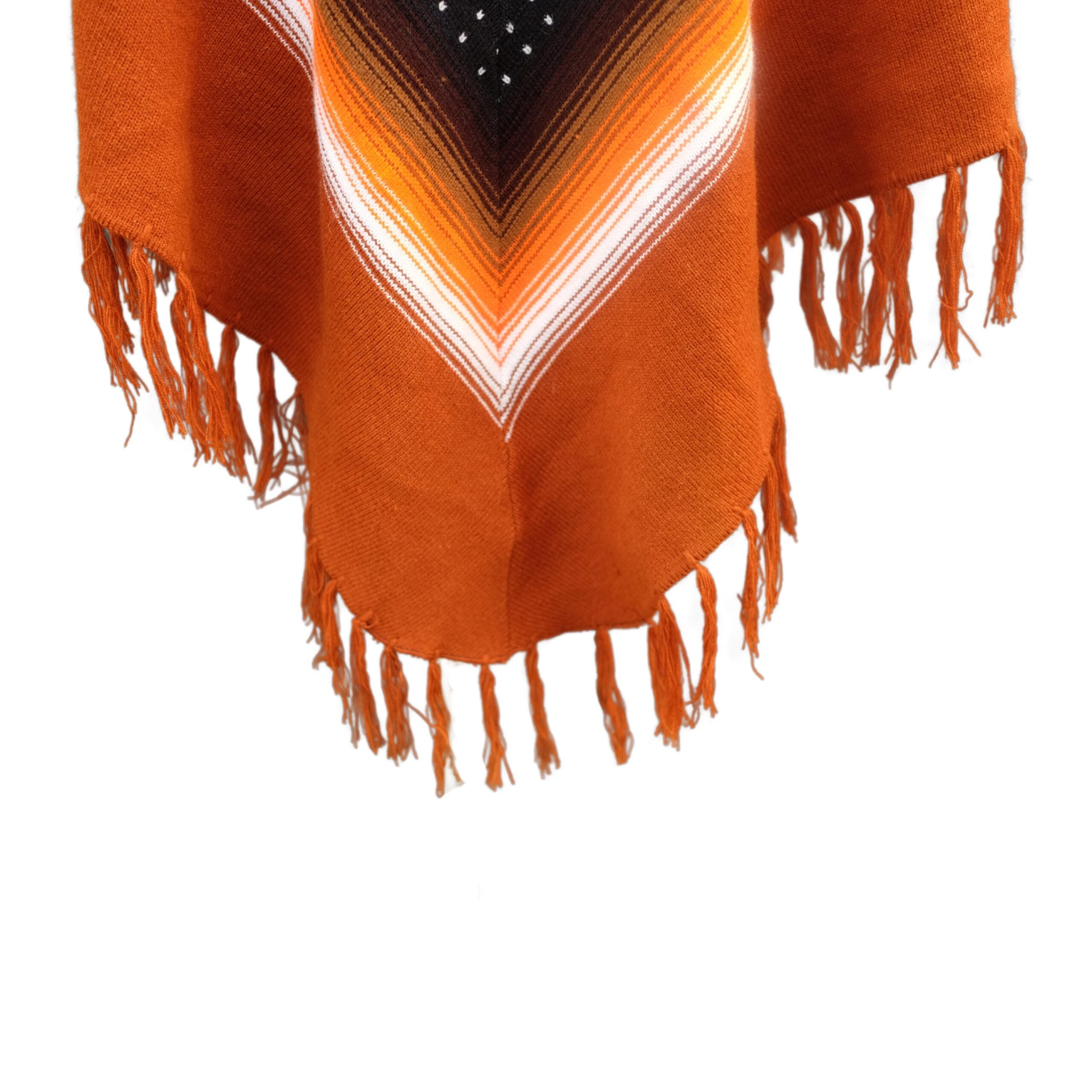 Vintage Neon Orange Geometrical Poncho - Image 5