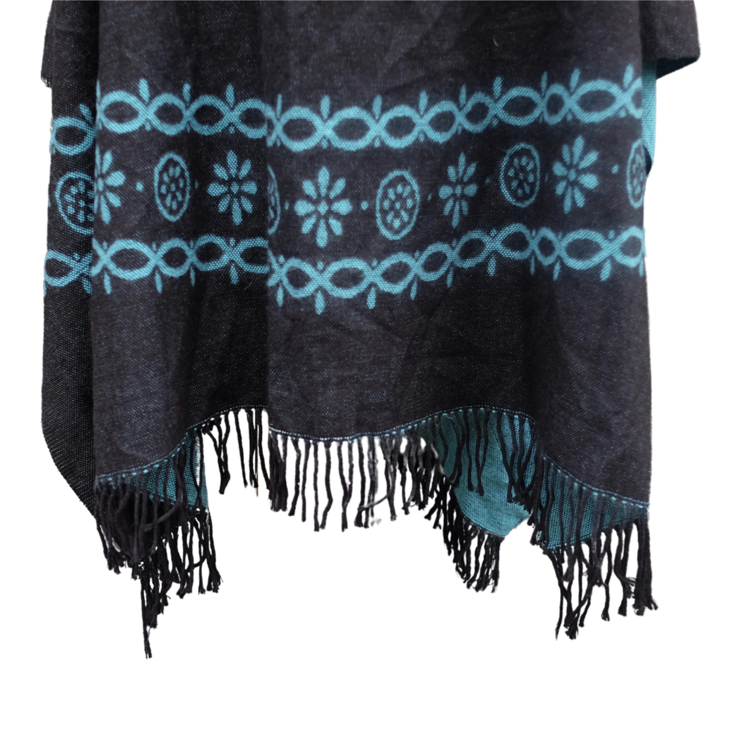 Vintage Reversible Blue and Black Poncho - Image 5