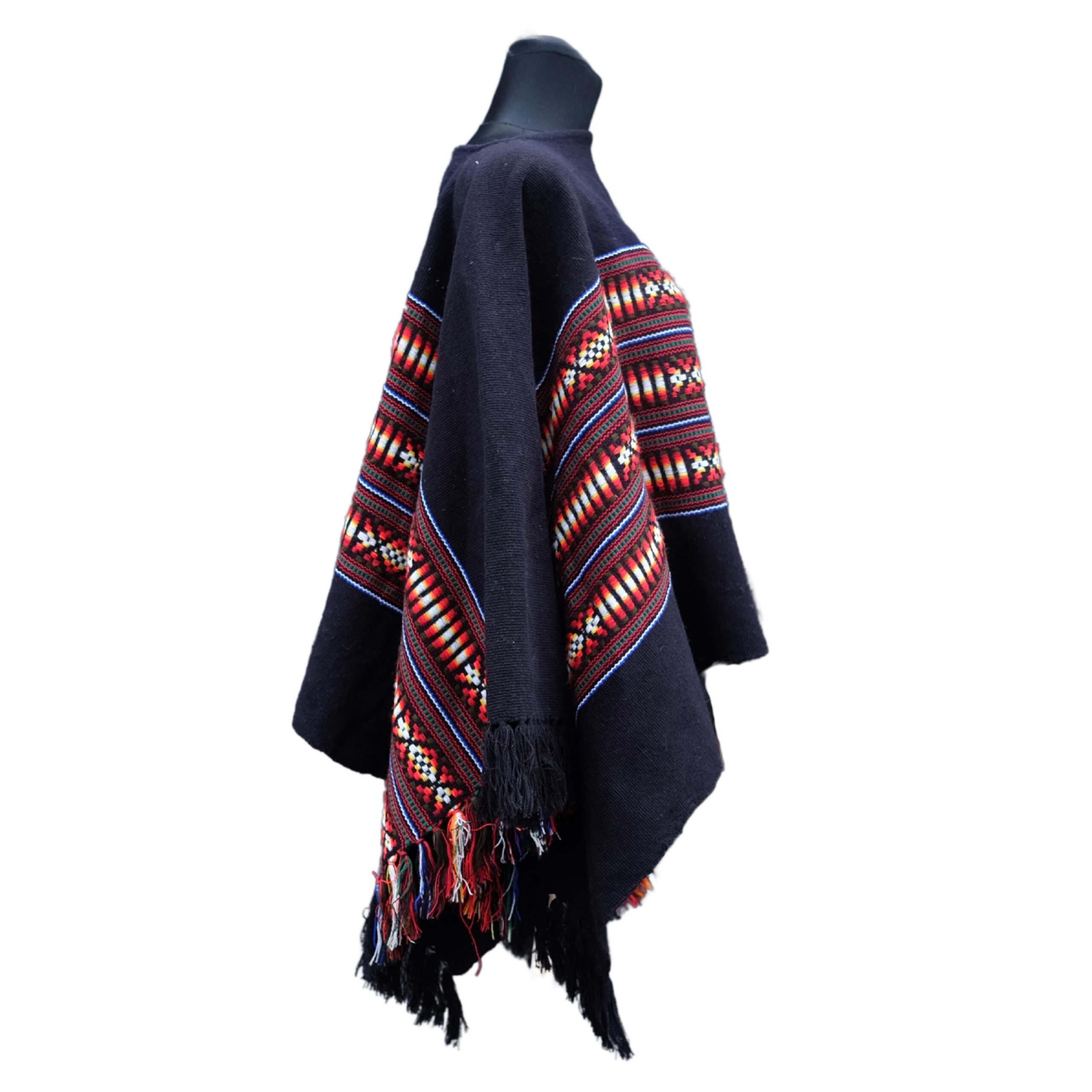 Vintage Boho Small Poncho with Geometrical Pattern - Image 4