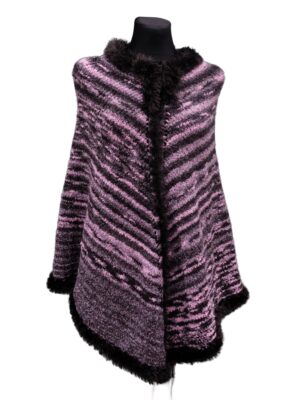 Vintage Knitted Pink Zebra Poncho
