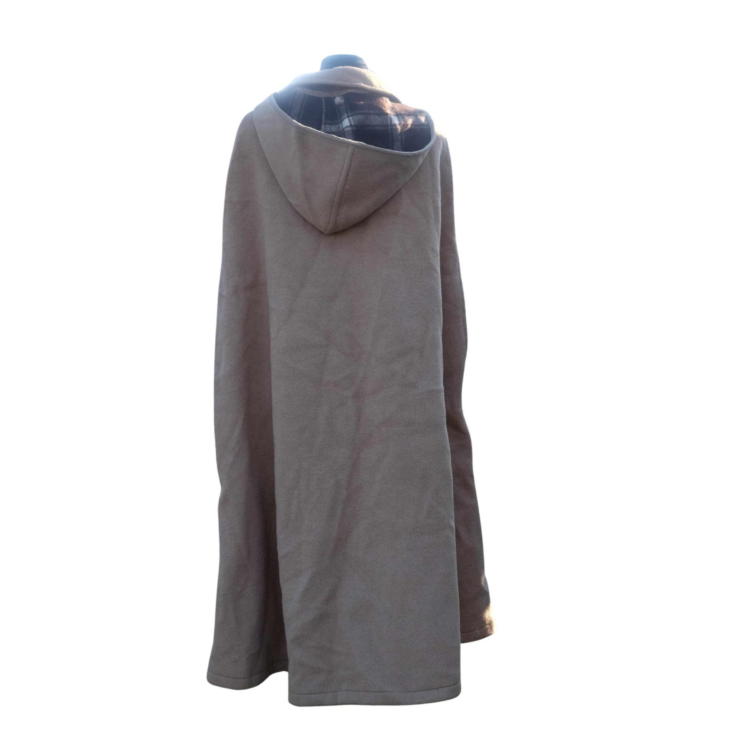 Vintage Elegant Hooded Taupe Cape Coat, Old Money Spring Overcoat - Image 8