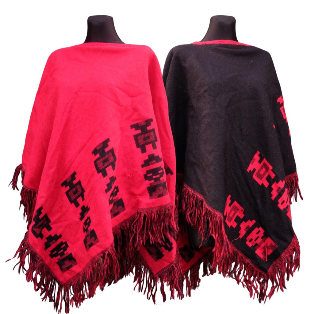 Vintage Reversible Red and Black Poncho