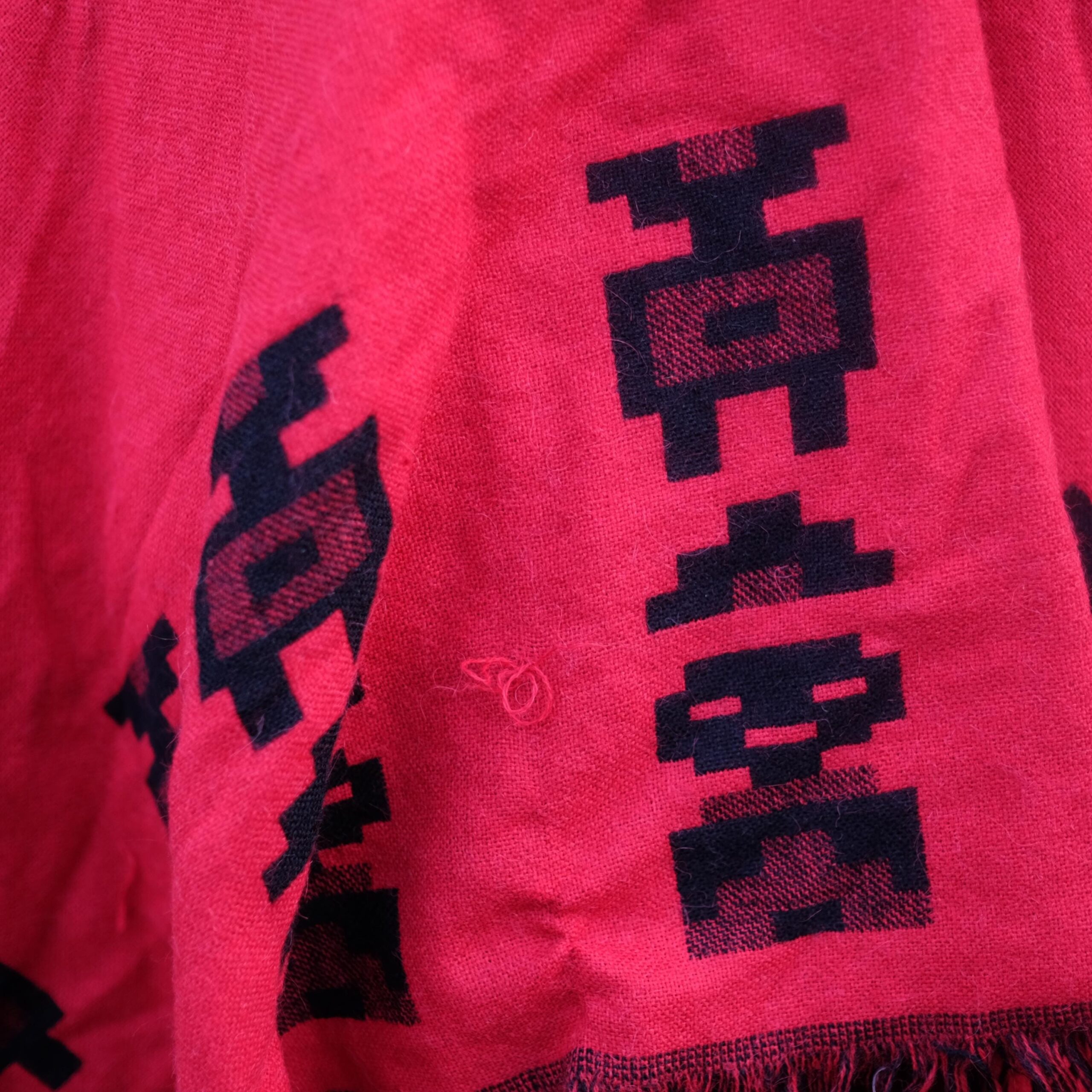 Vintage Reversible Red and Black Poncho - Image 4