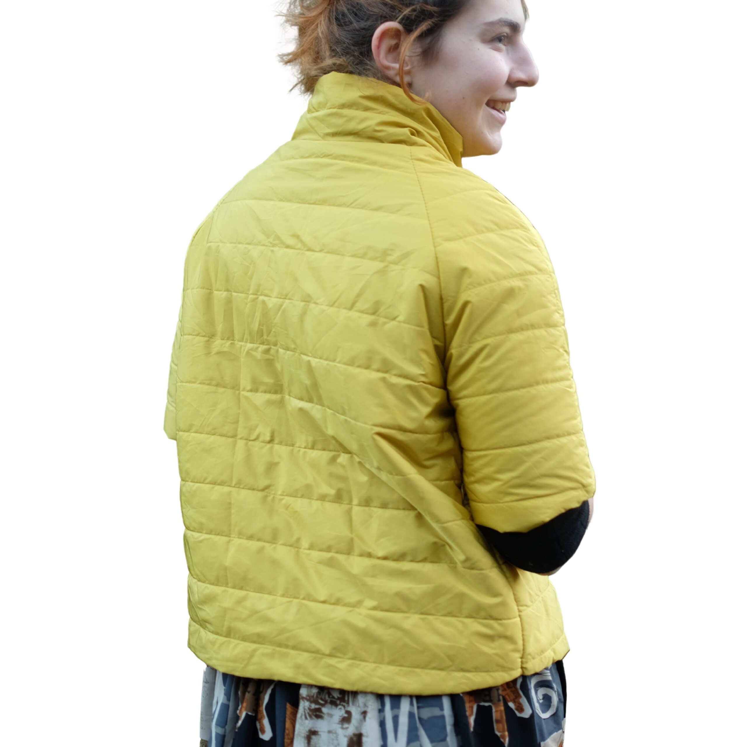 Vintage Bright Yellow Crop Puffer Jacket - Image 2