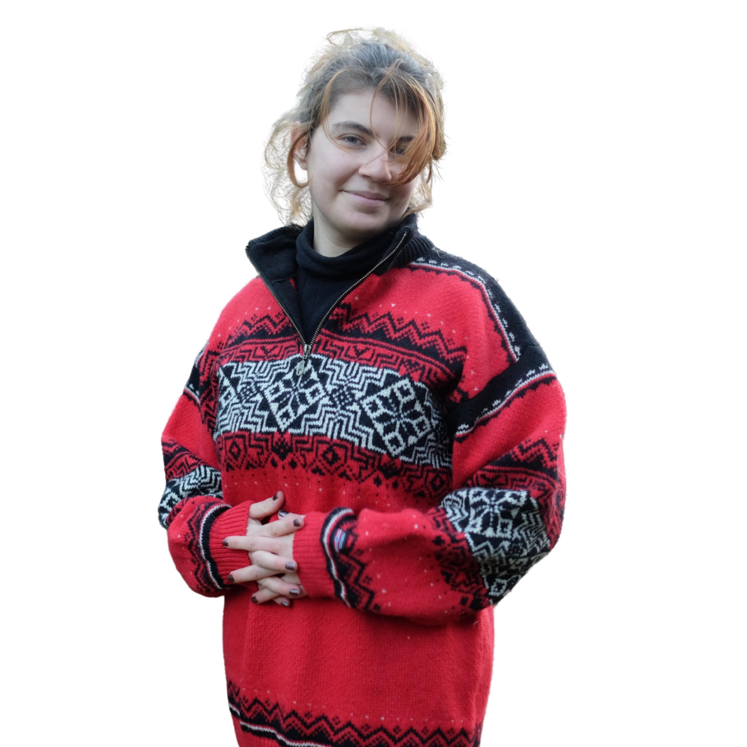 Vintage Norwegian Knitted Red Jumper - Image 3