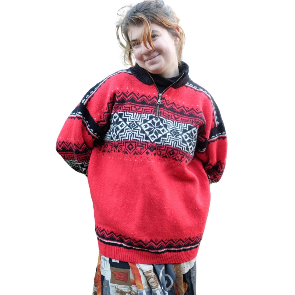 Vintage Norwegian Knitted Red Jumper