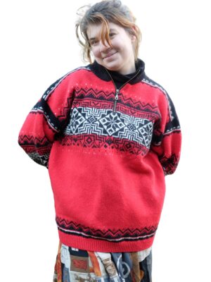 Vintage Norwegian Knitted Red Jumper