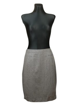 Vintage Grey Mini Striped Wool Pencil Skirt