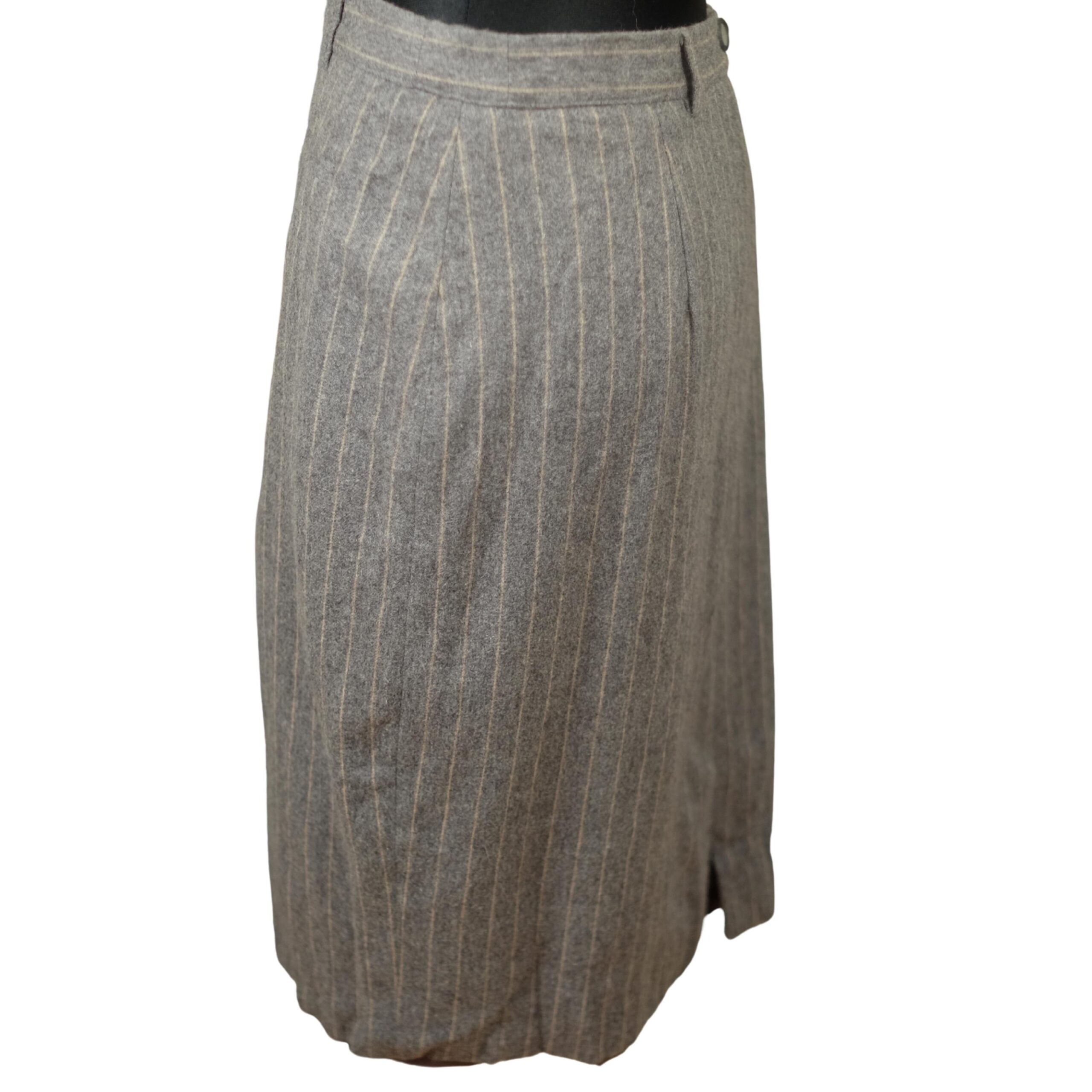 Vintage Grey Mini Striped Wool Pencil Skirt - Image 8
