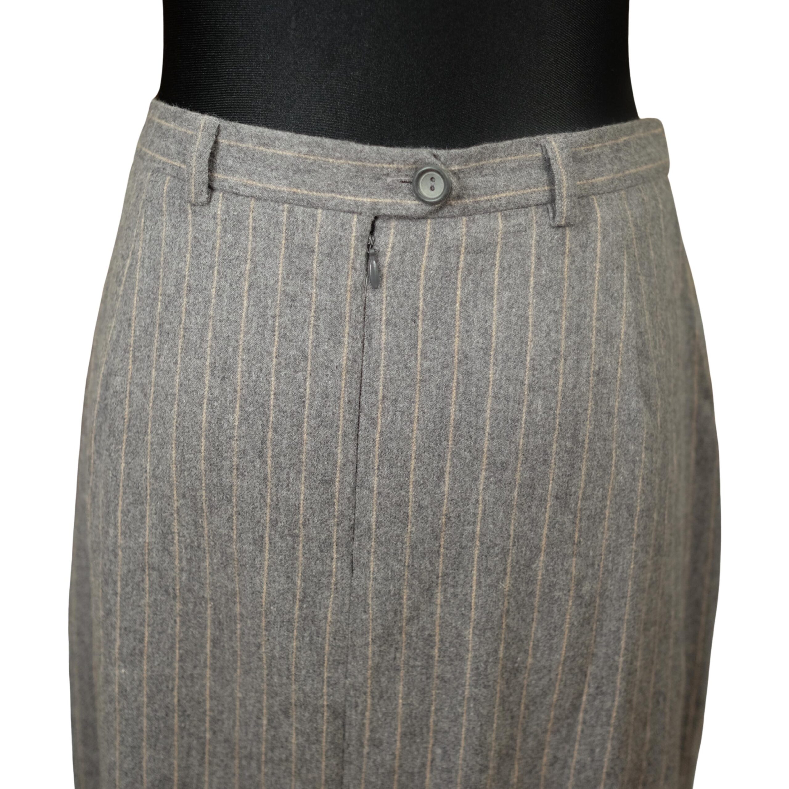 Vintage Grey Mini Striped Wool Pencil Skirt - Image 4