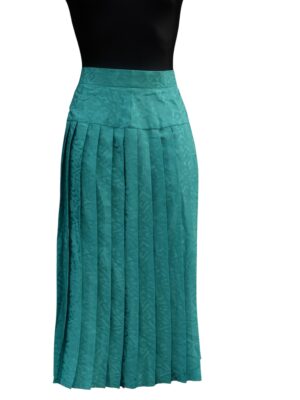 Vintage Shiny Turquoise Green Pleated Skirt