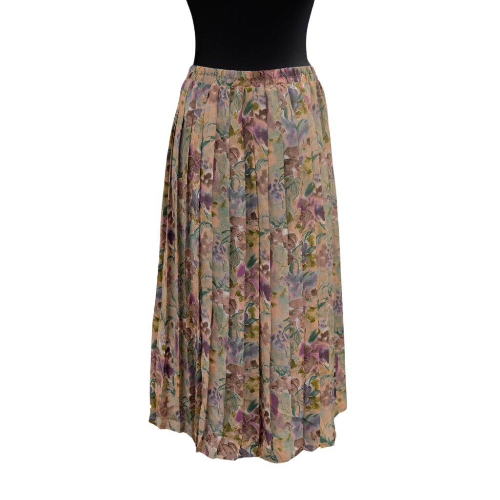 80s Vintage Floral Pleated Skirt, Romantic skirt with waistband