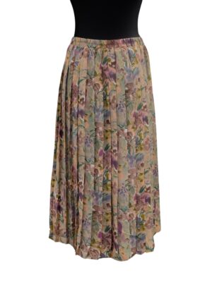 80s Vintage Floral Pleated Skirt, Romantic skirt with waistband