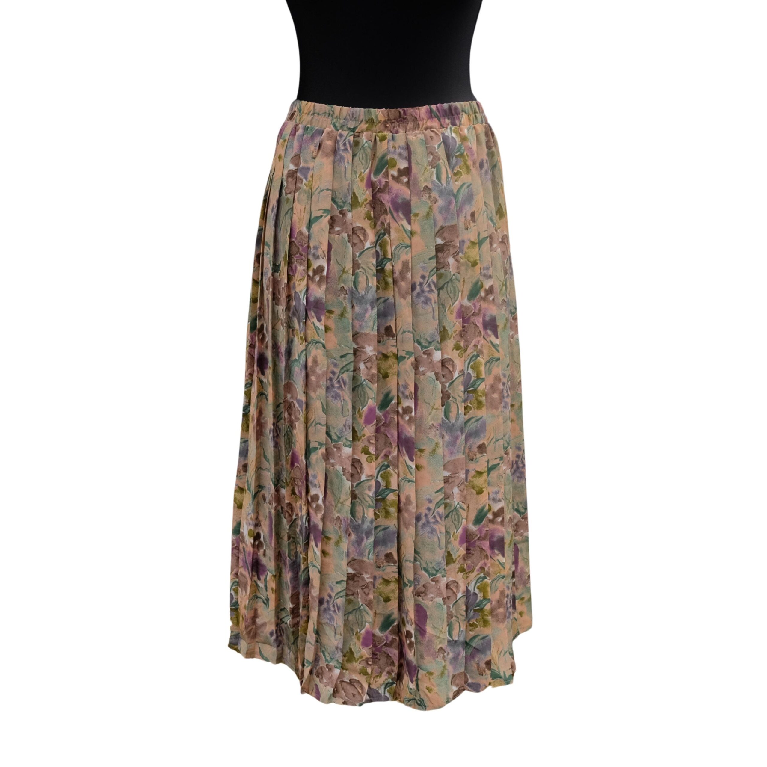 80s Vintage Floral Pleated Skirt, Romantic skirt with waistband