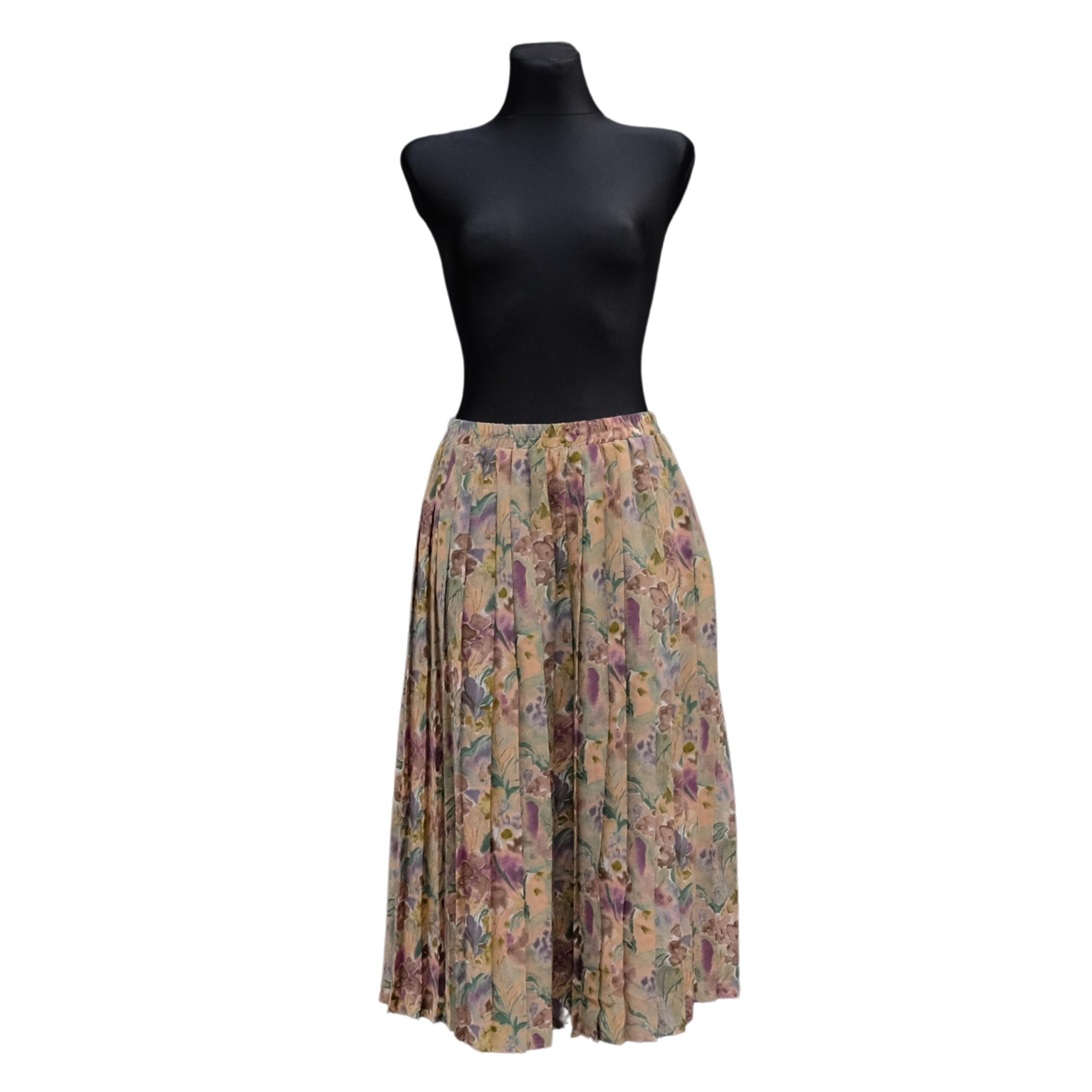 80s Vintage Floral Pleated Skirt, Romantic skirt with waistband - Image 8