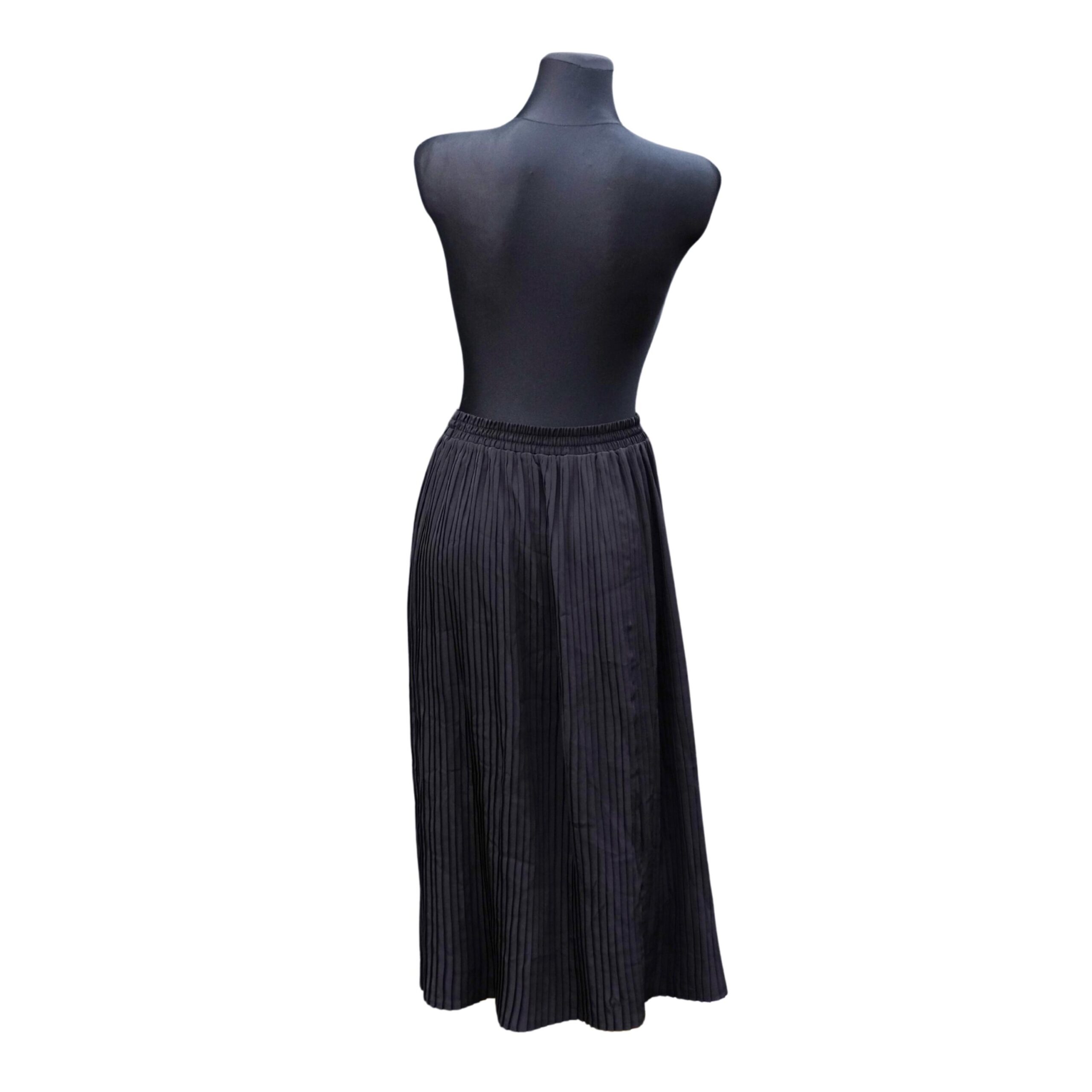Vintage Black Pleated Skirt, Minimalistic skirt with waistband - Image 3