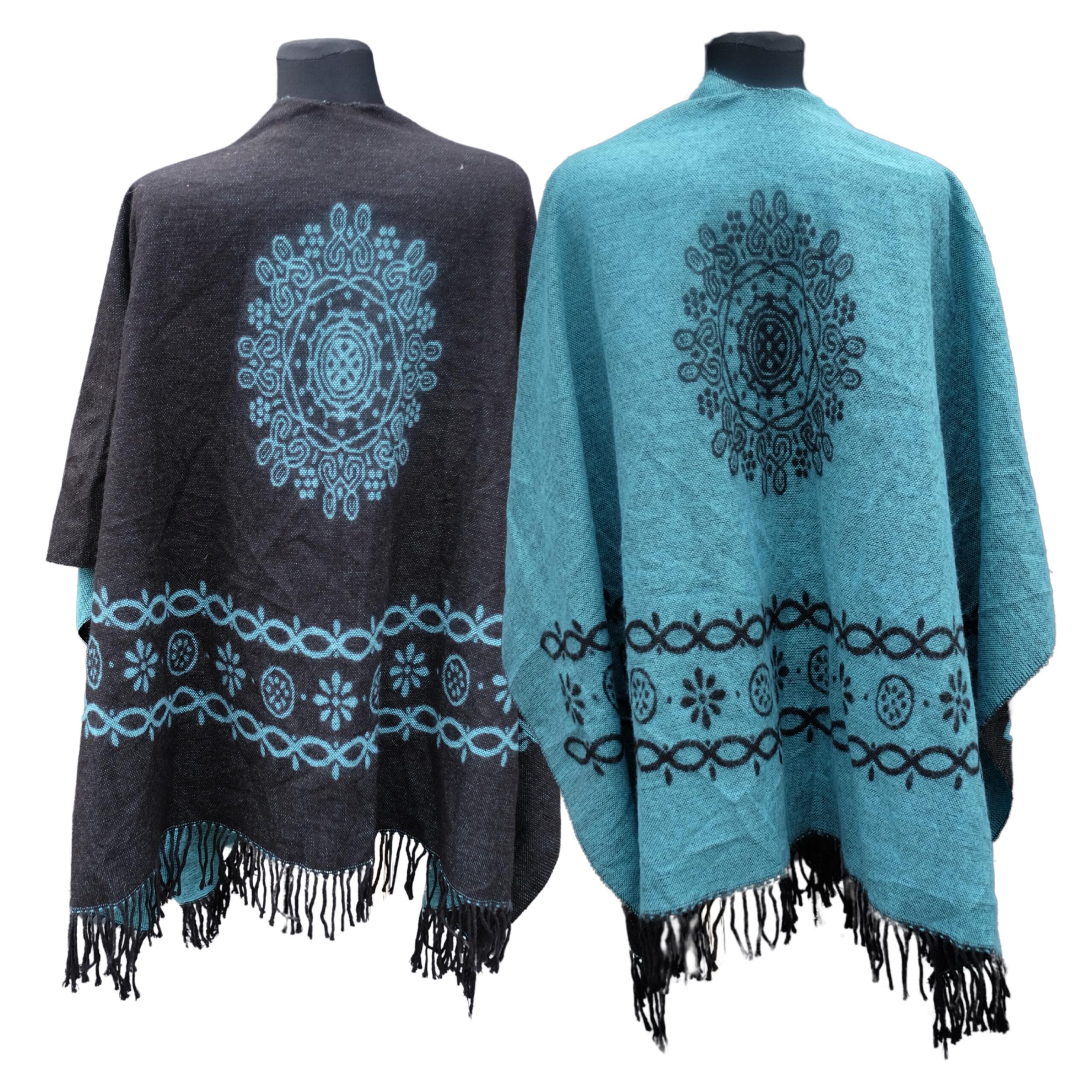Vintage Reversible Blue and Black Poncho - Image 3