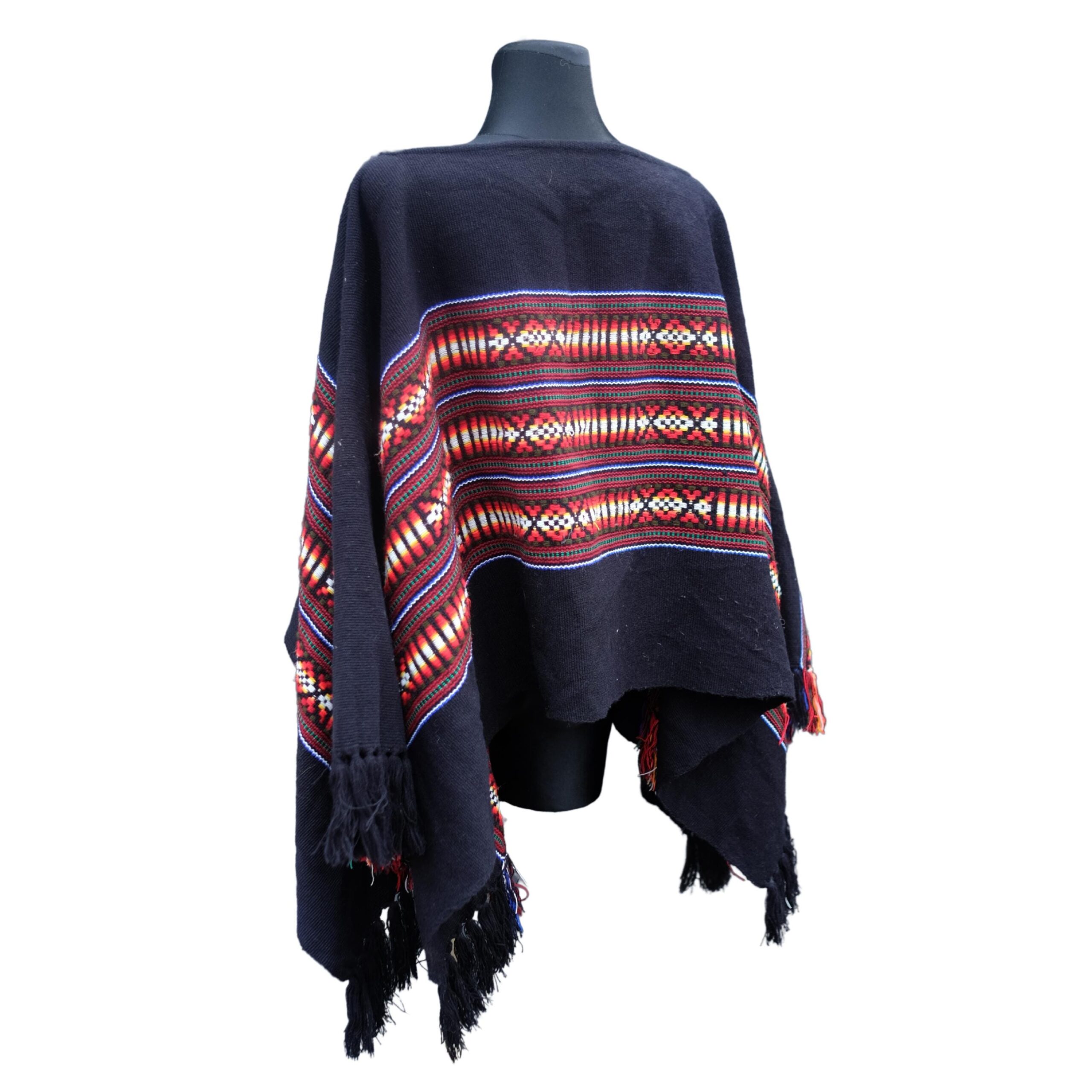 Vintage Boho Small Poncho with Geometrical Pattern - Image 5