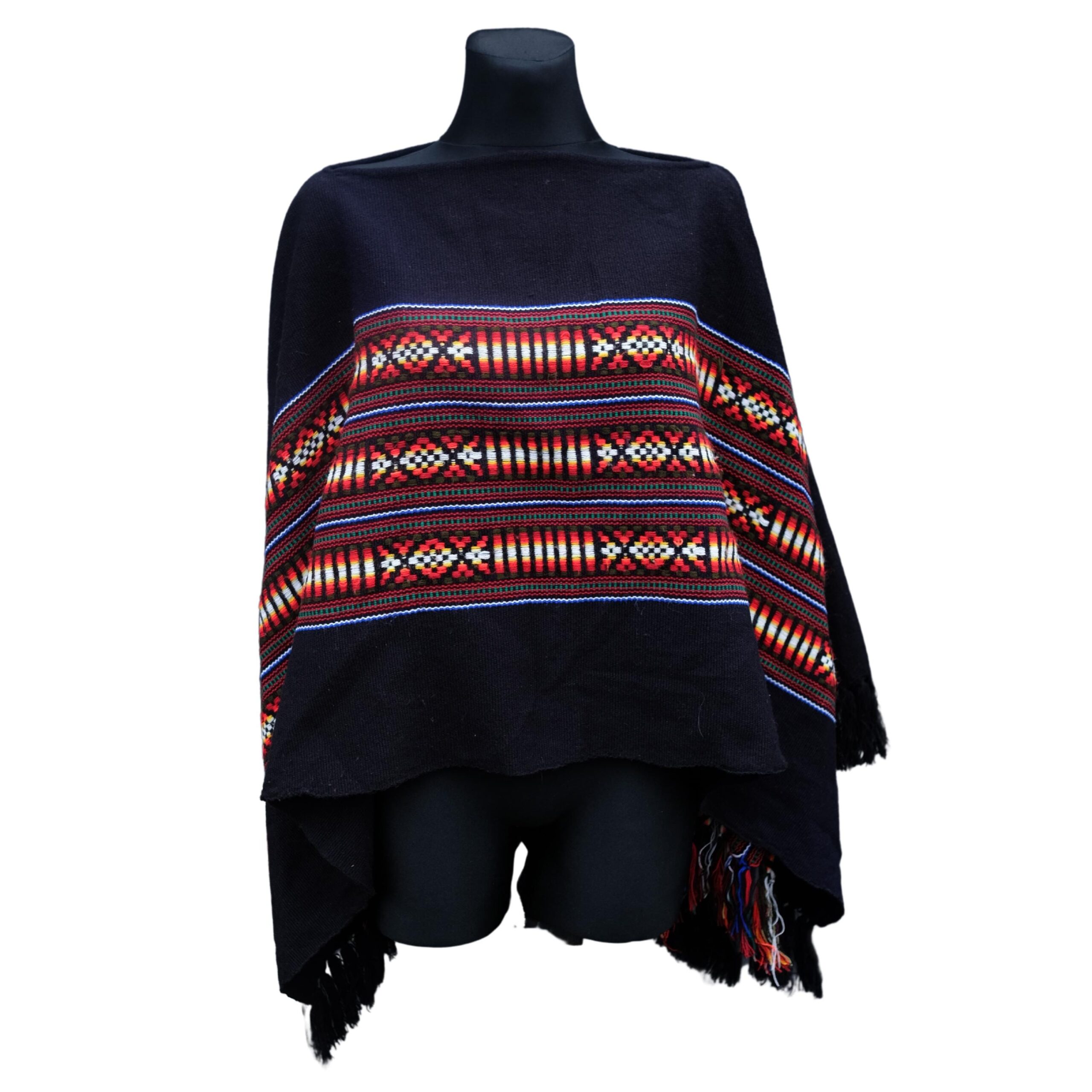 Vintage Boho Small Poncho with Geometrical Pattern - Image 7