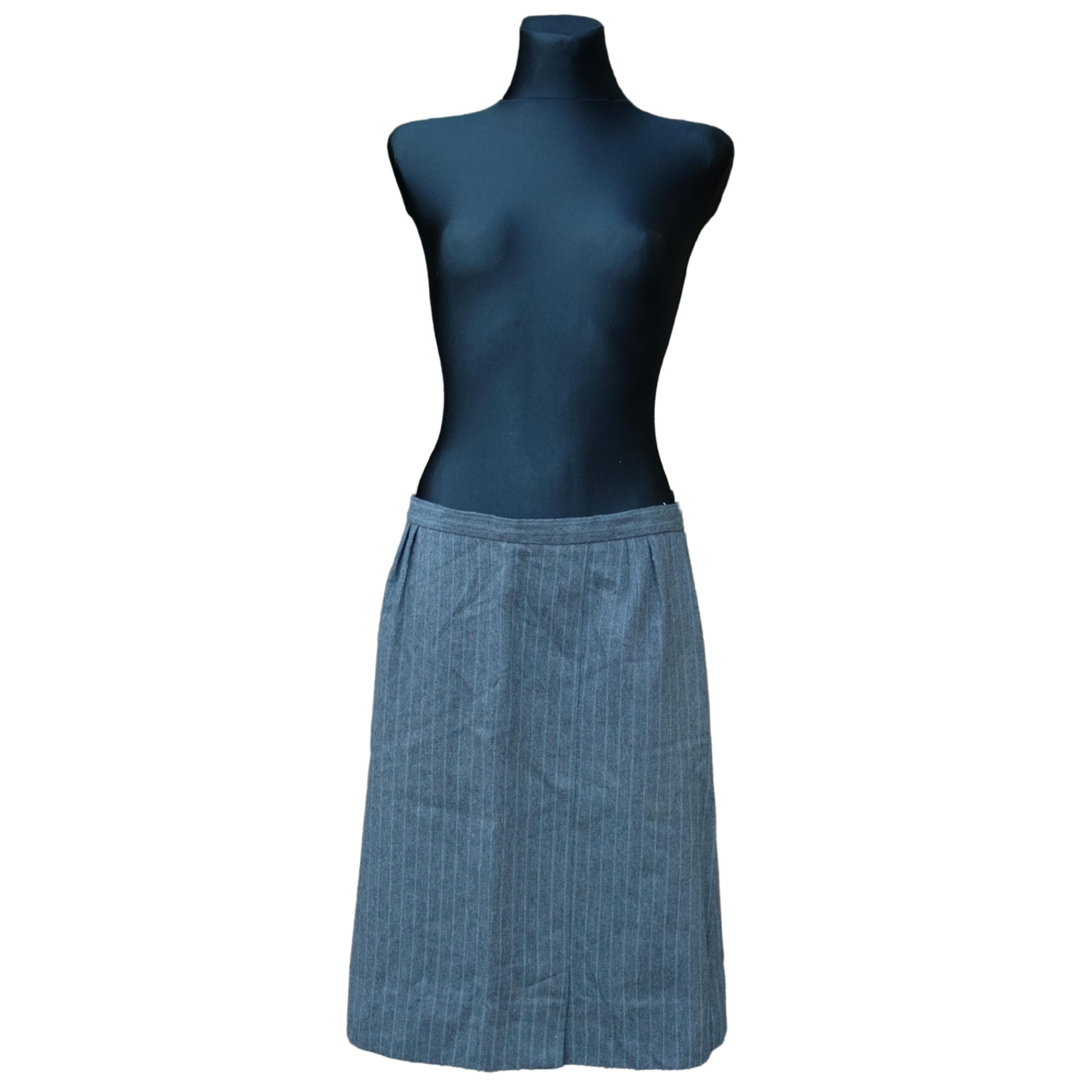 Vintage Grey Striped Wool Pencil Skirt