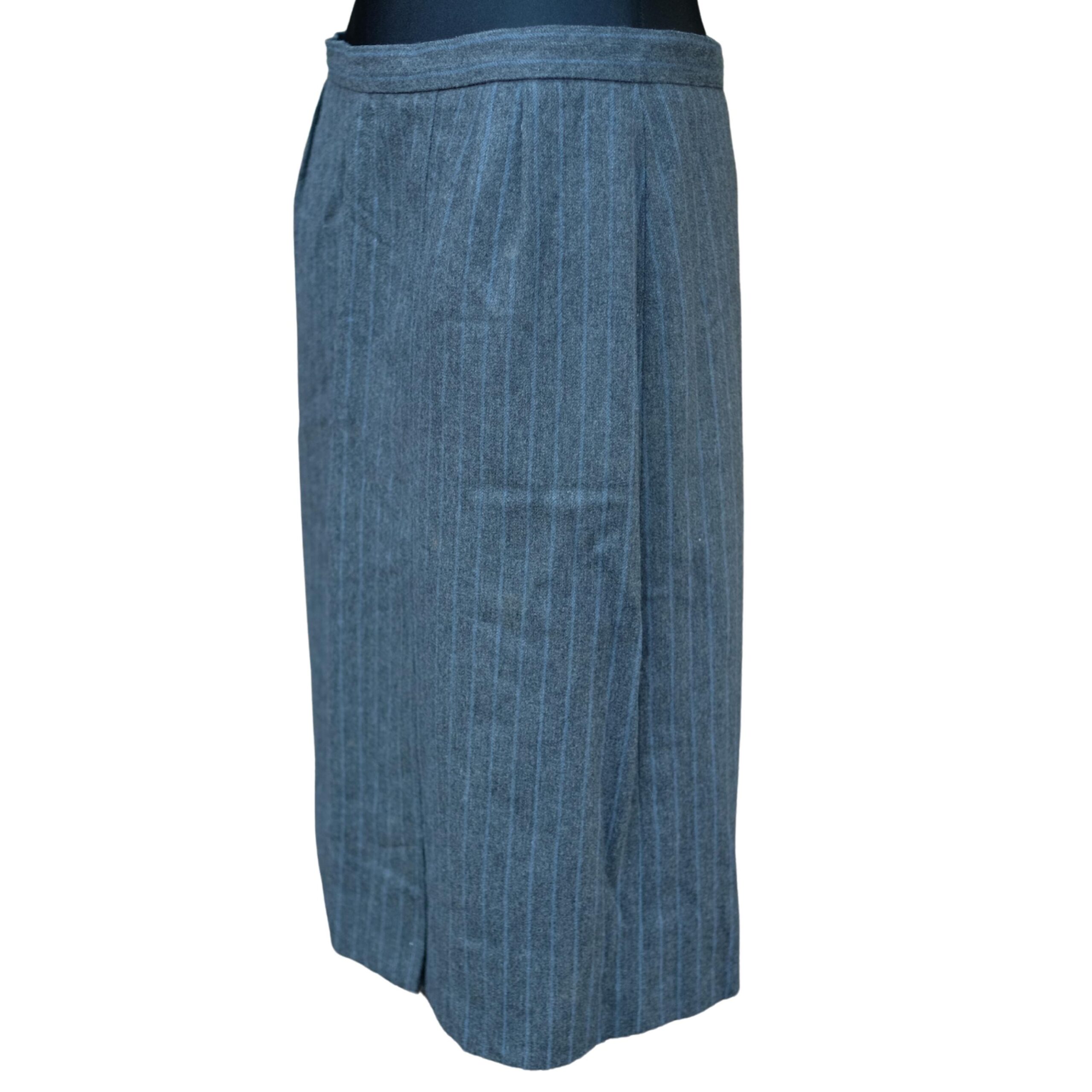 Vintage Grey Striped Wool Pencil Skirt - Image 2
