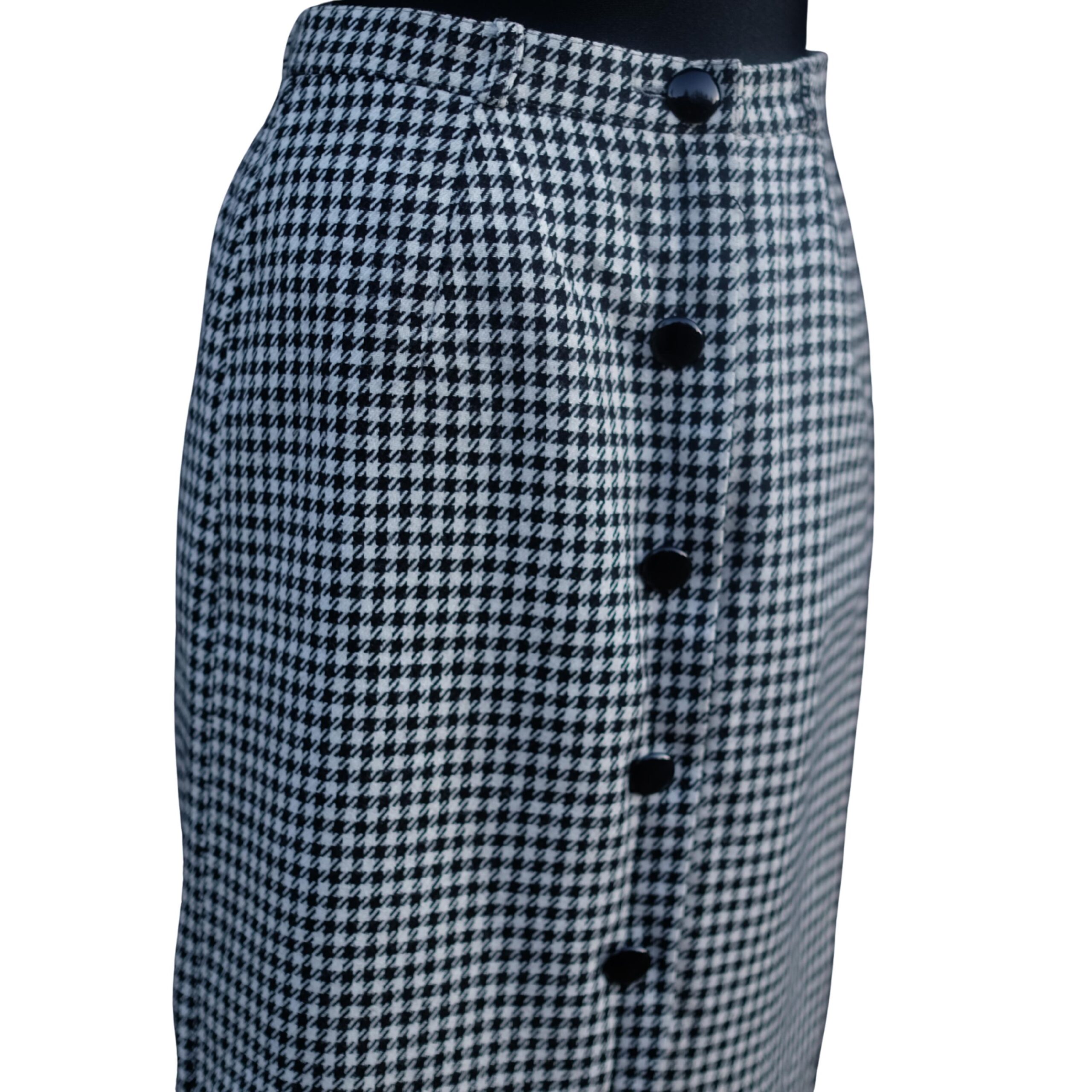 Vintage Houndstooth Long Pencil Skirt - Image 3