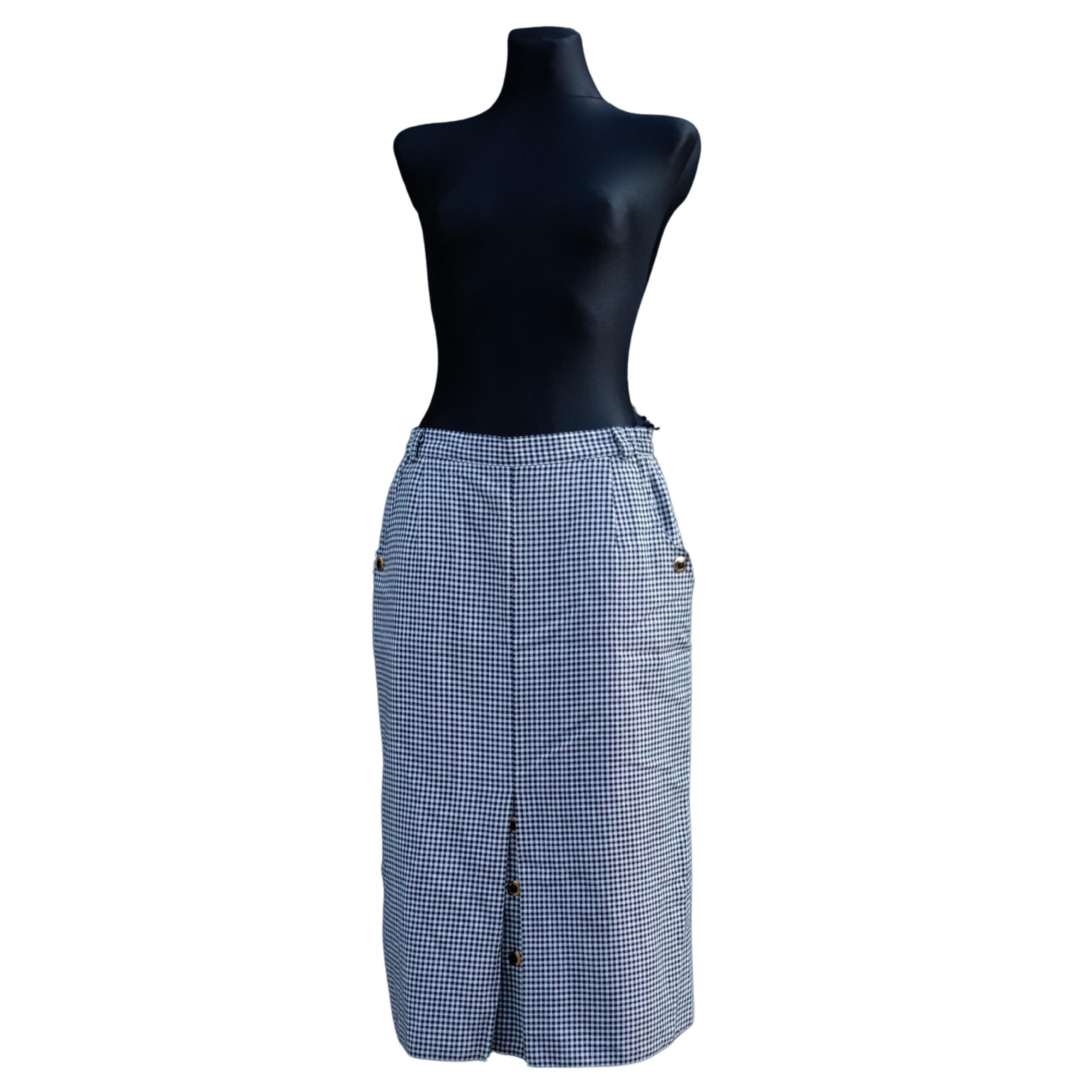 Vintage Black and White Checkered Pencil Skirt