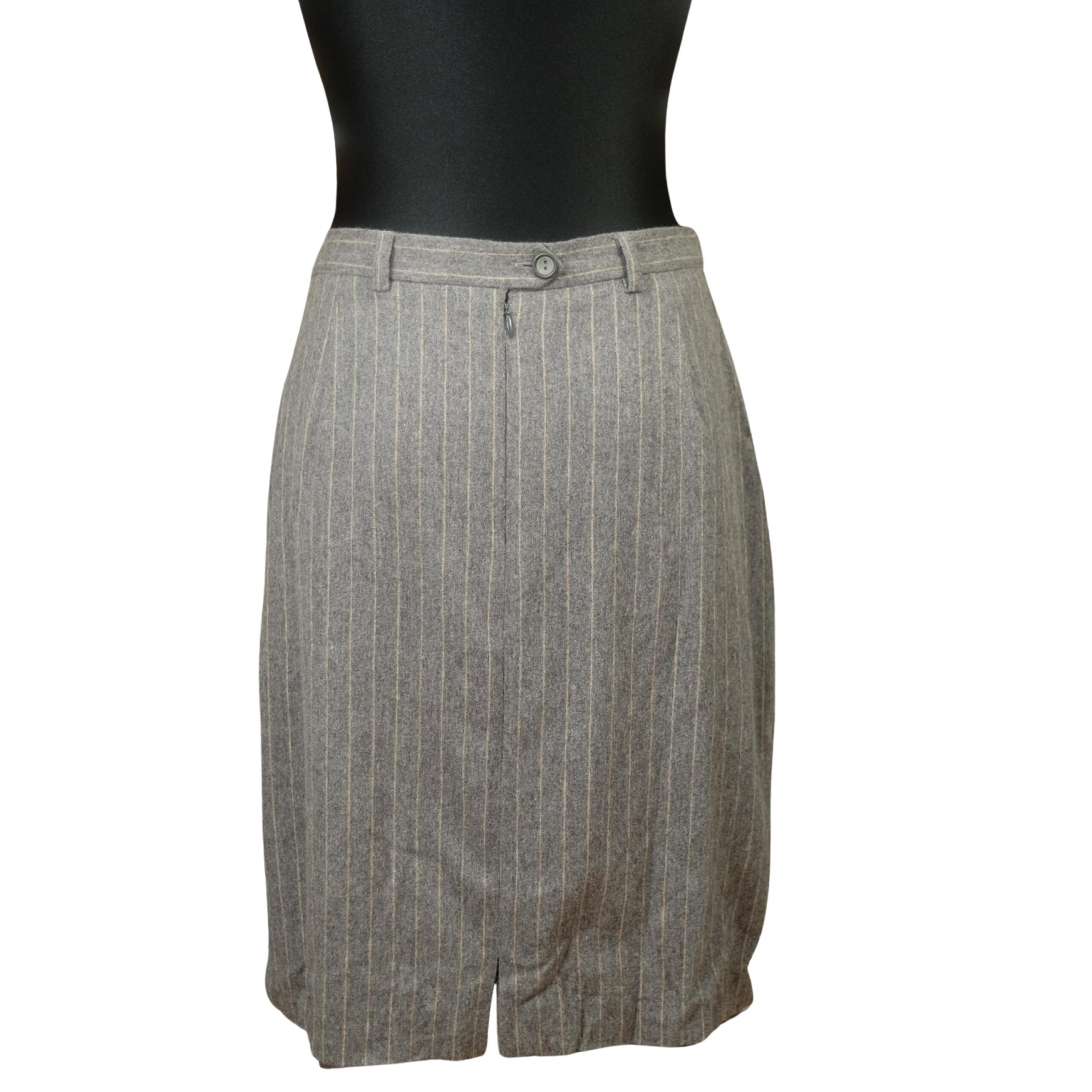 Vintage Grey Mini Striped Wool Pencil Skirt - Image 6