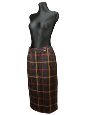 Vintage Tartan Checkered Red and Black Pencil Skirt