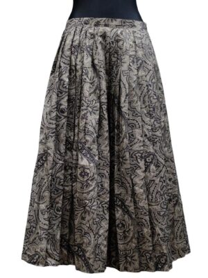 Vintage Metallic Paisley Pleated Skirt in Silver and blue combo, Bardehle skirt