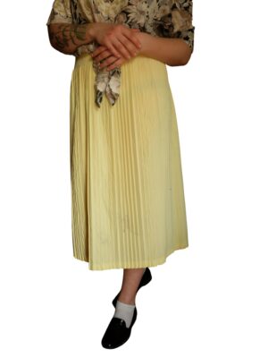 Vintage Below the Knee Yellow Pleated Skirt Has stains