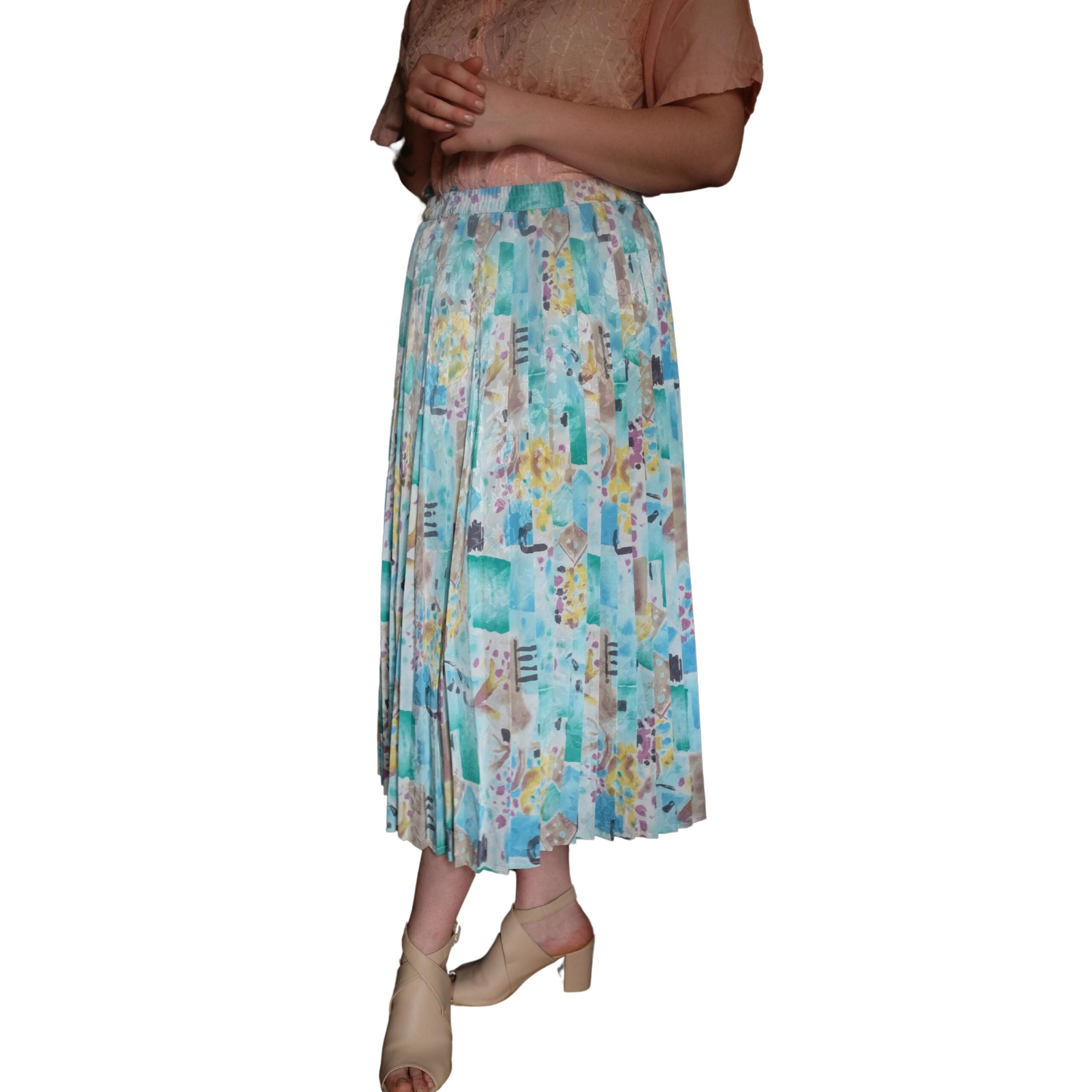 Vintage Blue/Green Pleated Skirt - Image 3