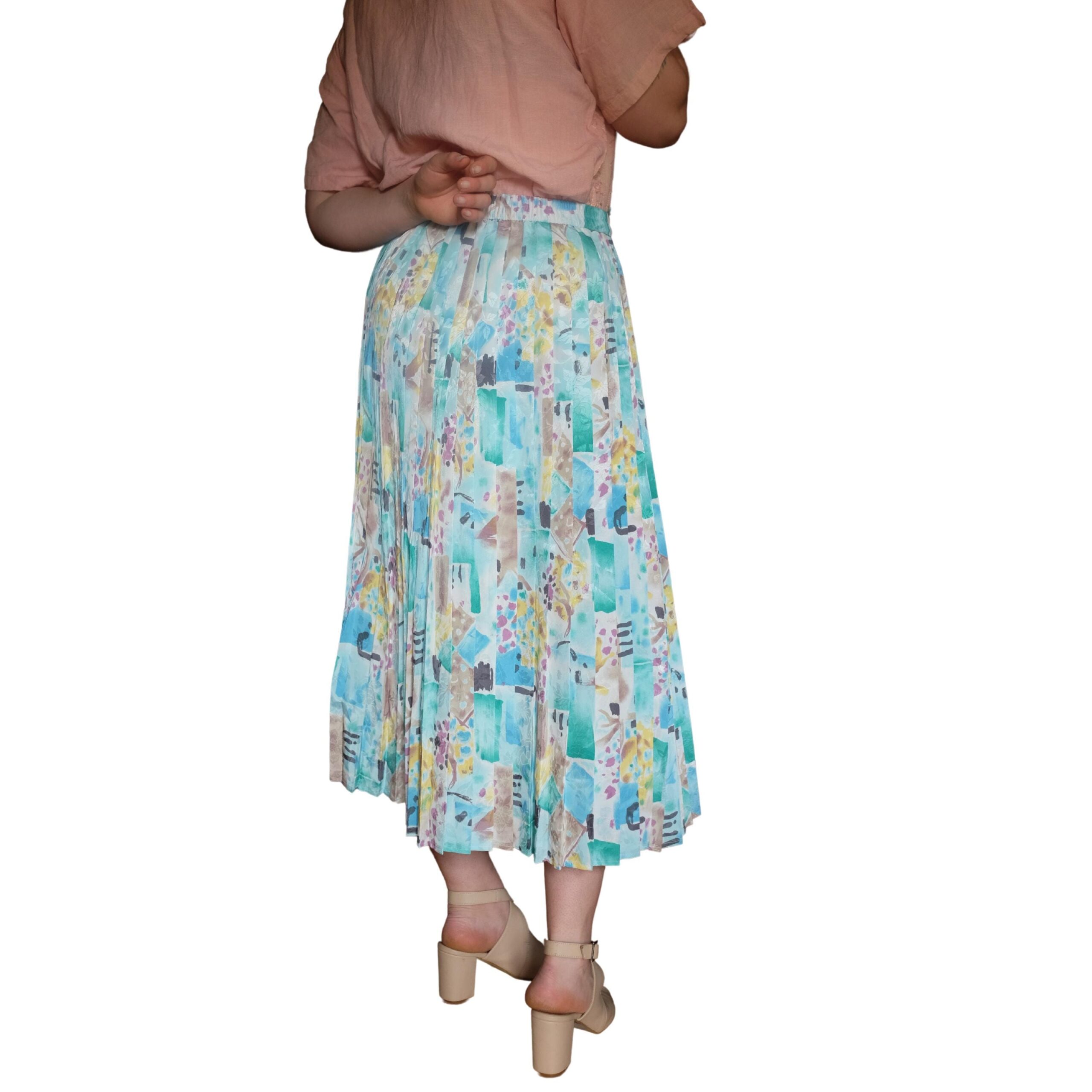 Vintage Blue/Green Pleated Skirt - Image 5
