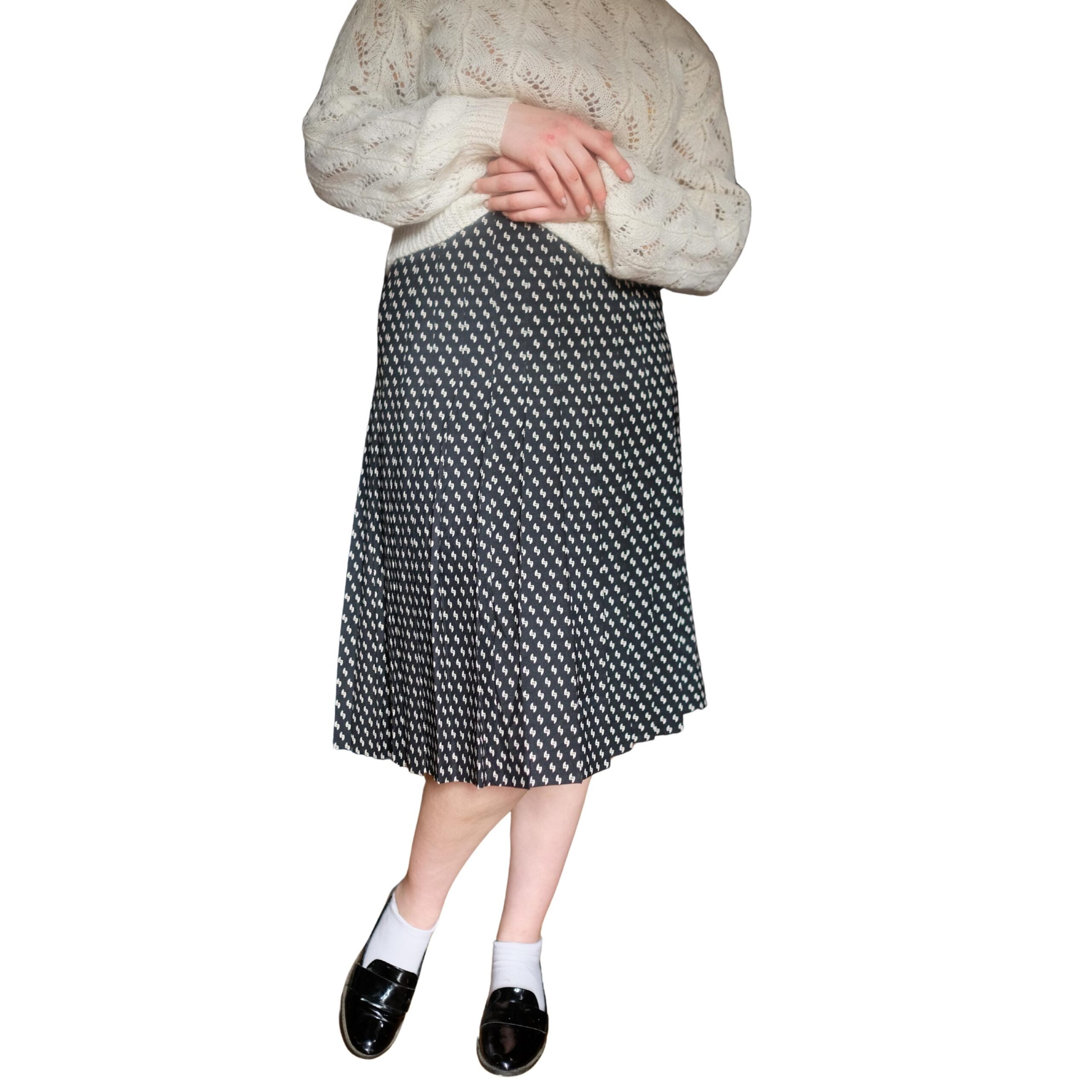 Vintage Black and White Pleated Skirt - Image 3