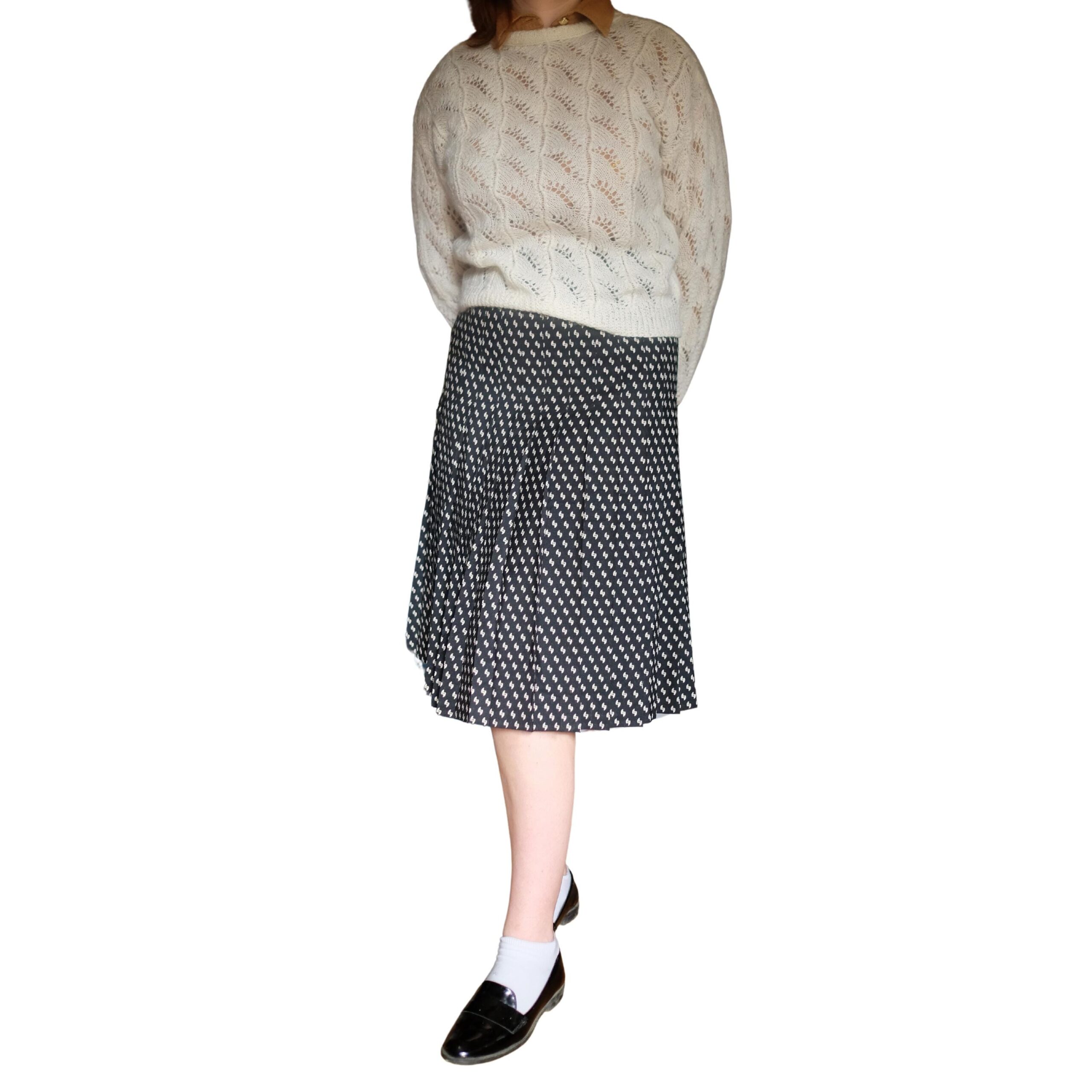 Vintage Black and White Pleated Skirt - Image 7