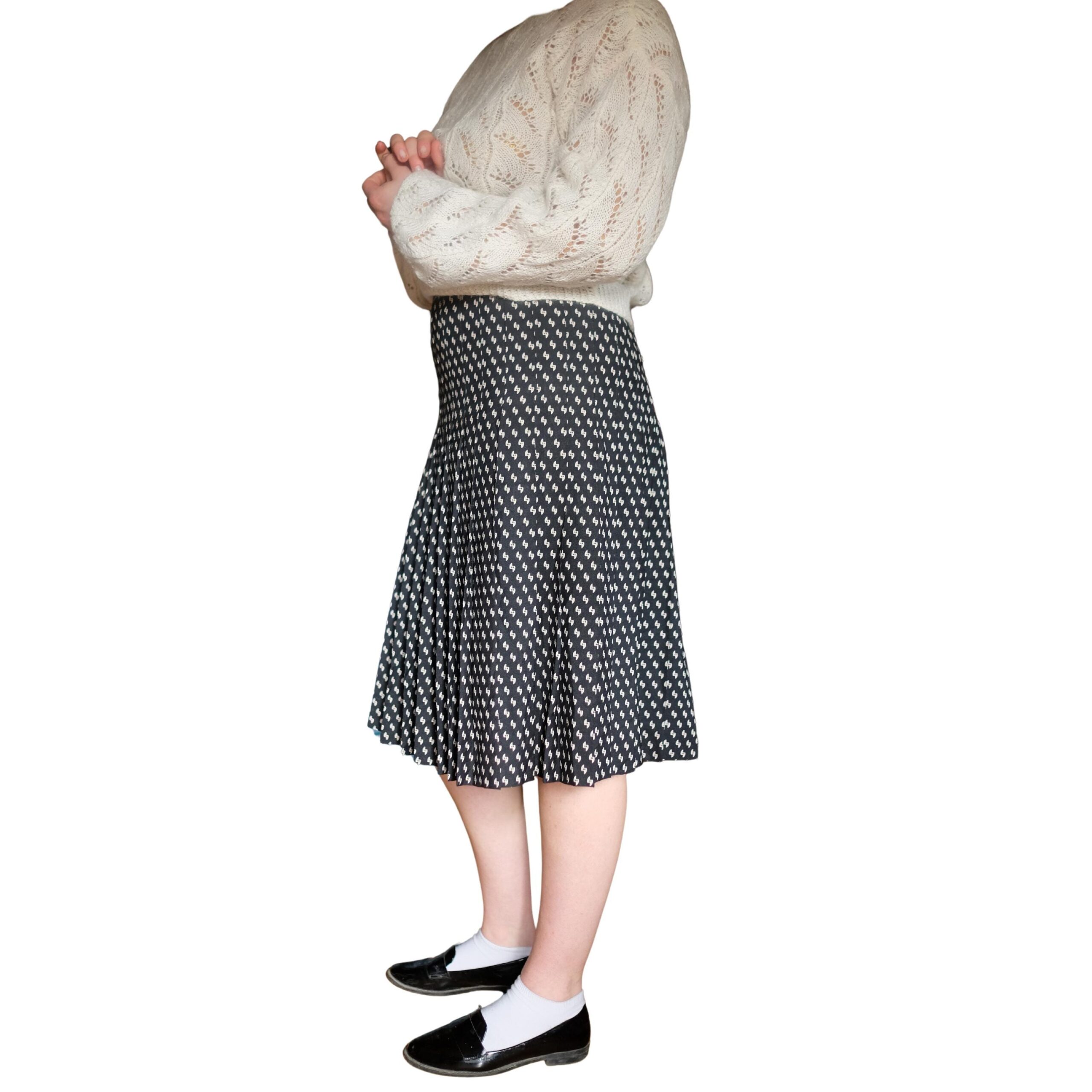Vintage Black and White Pleated Skirt - Image 8