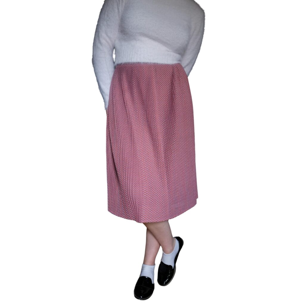 Vintage Light Red Pleated Skirt