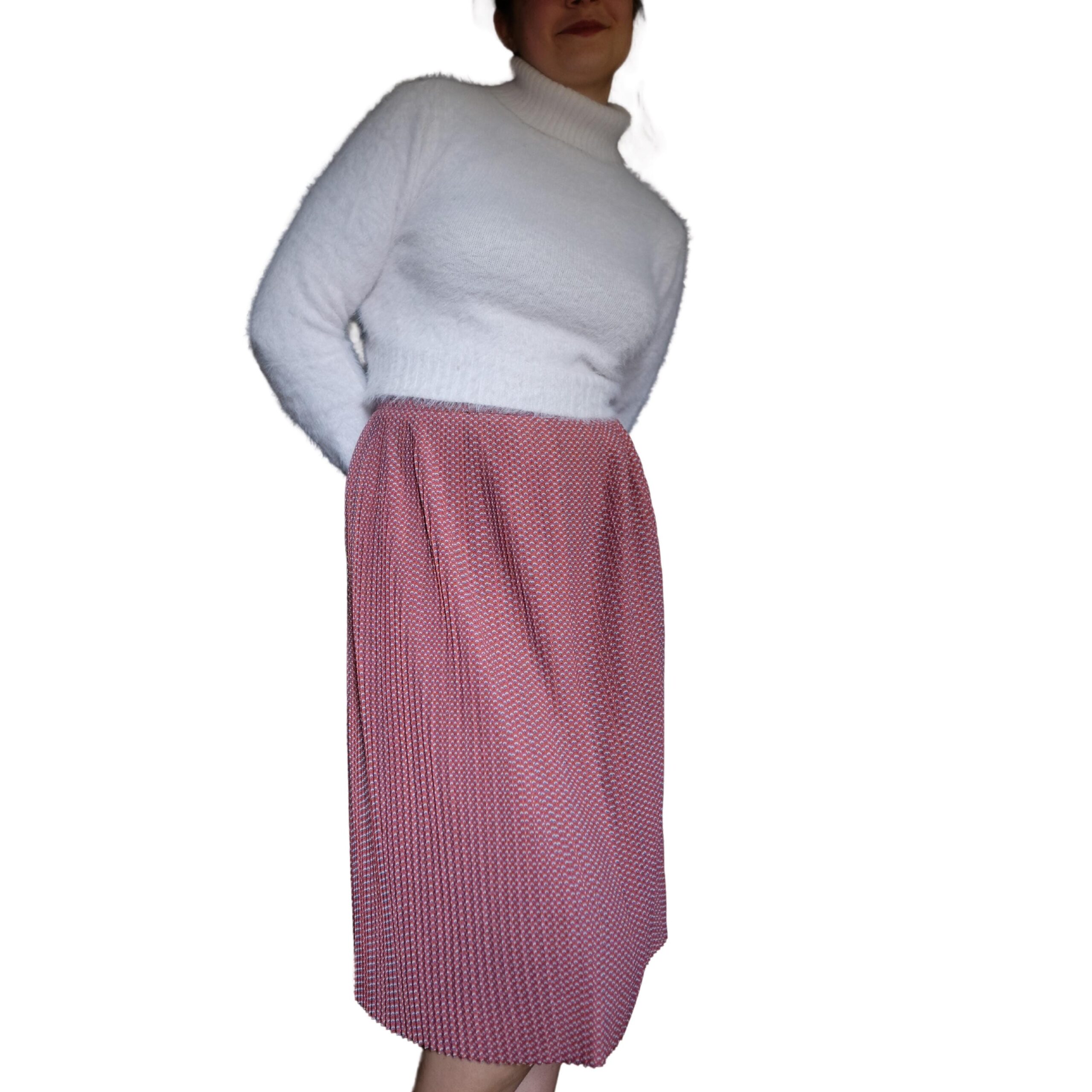Vintage Light Red Pleated Skirt - Image 5
