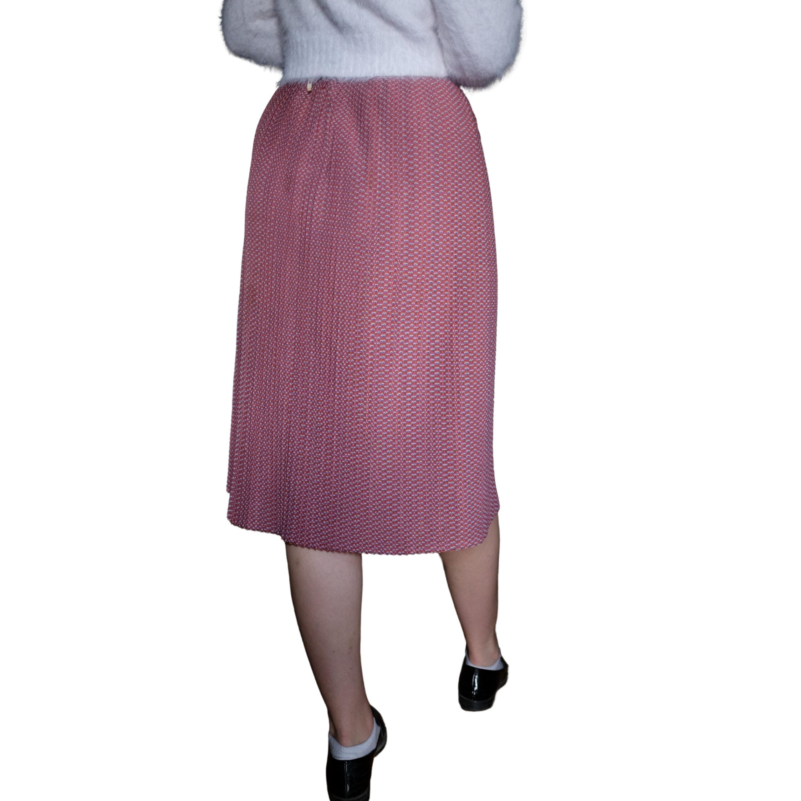 Vintage Light Red Pleated Skirt - Image 3