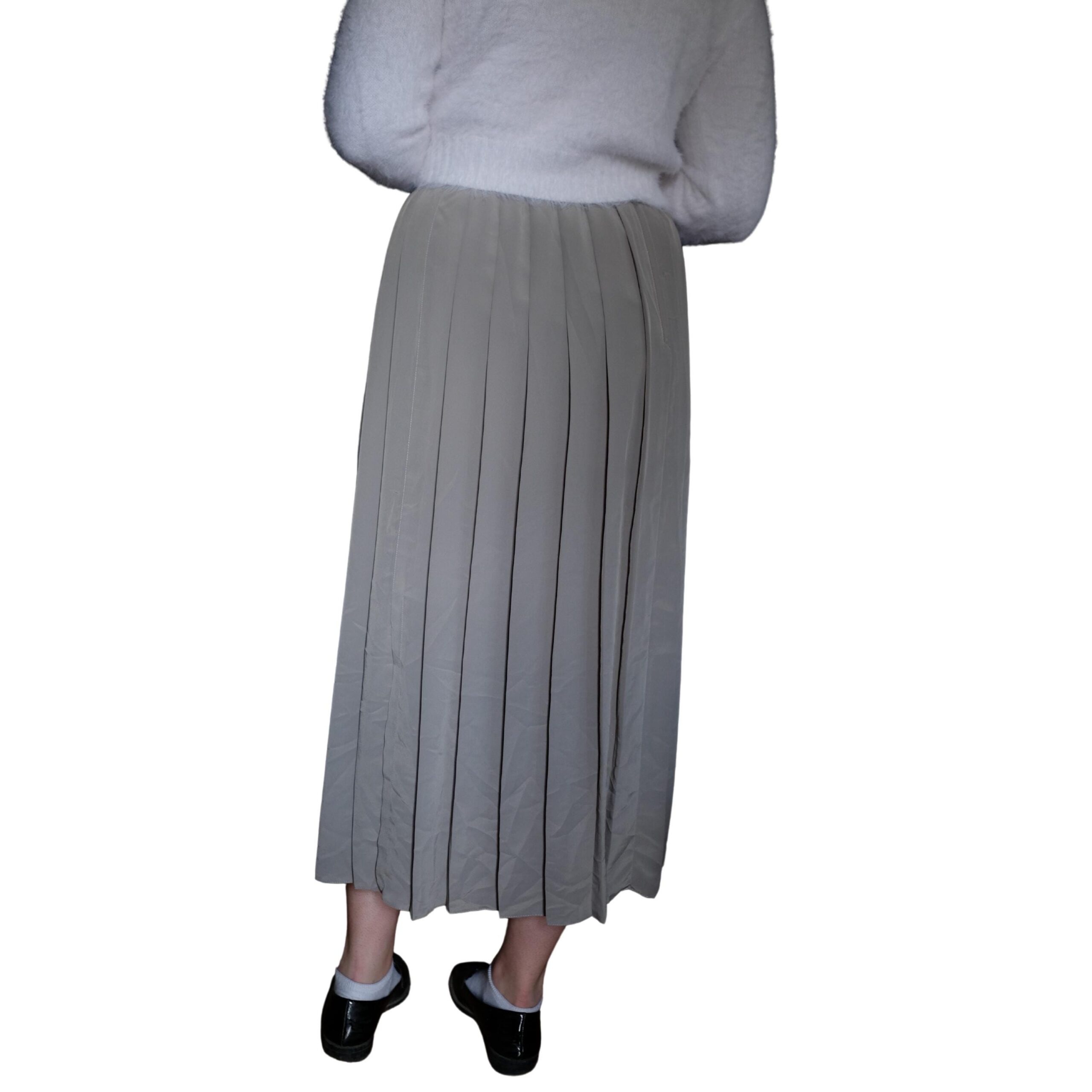 Vintage Grey Pleated Skirt with Slits - Image 4