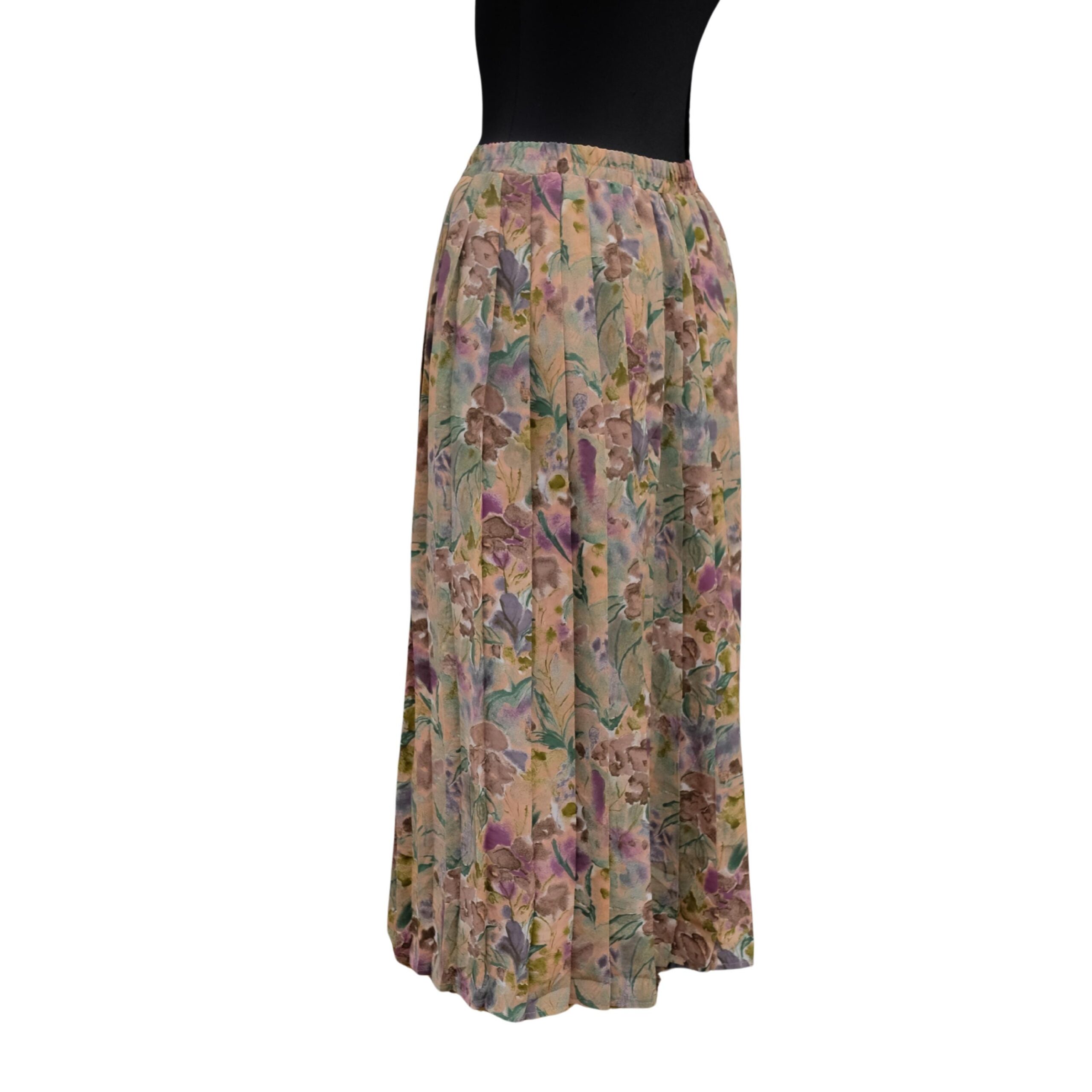 80s Vintage Floral Pleated Skirt, Romantic skirt with waistband - Image 4