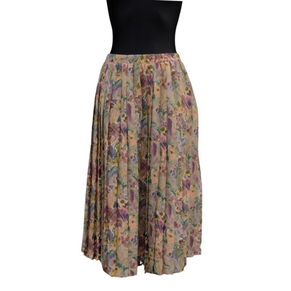 OLD FLOWER PLEAT LONG SKIRT 66002 B1 VSSK Floral Long Skirt W