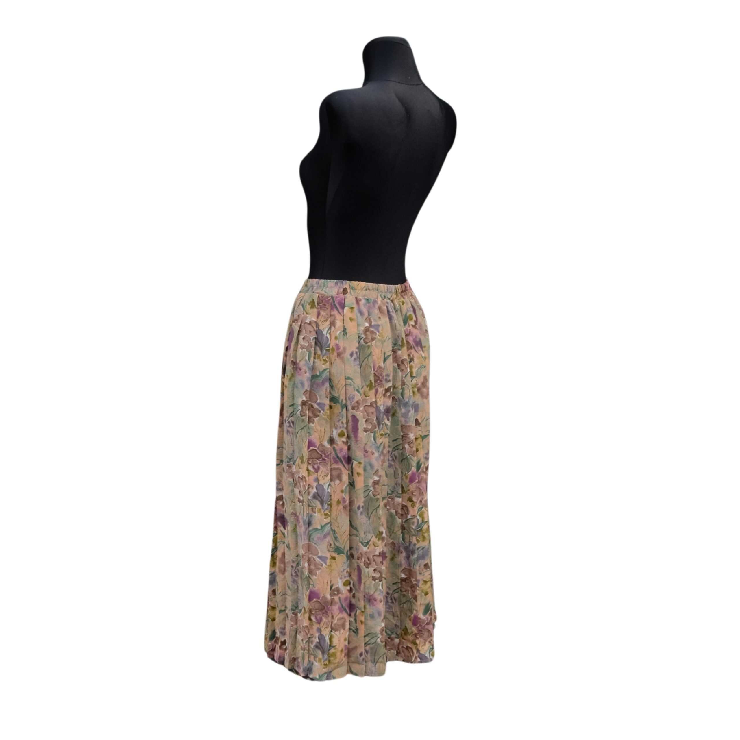 80s Vintage Floral Pleated Skirt, Romantic skirt with waistband - Image 6