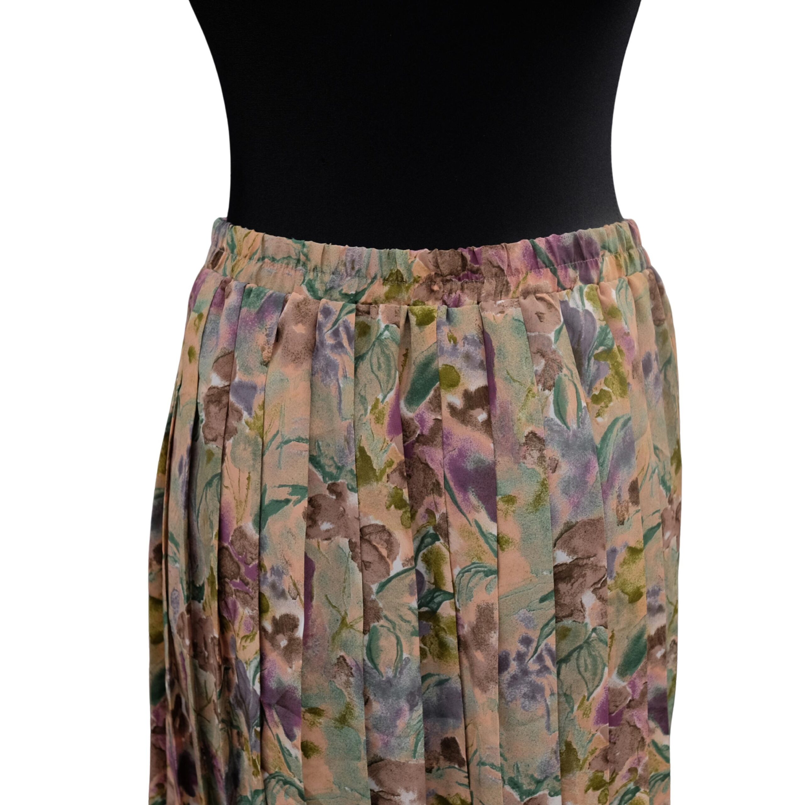80s Vintage Floral Pleated Skirt, Romantic skirt with waistband - Image 3