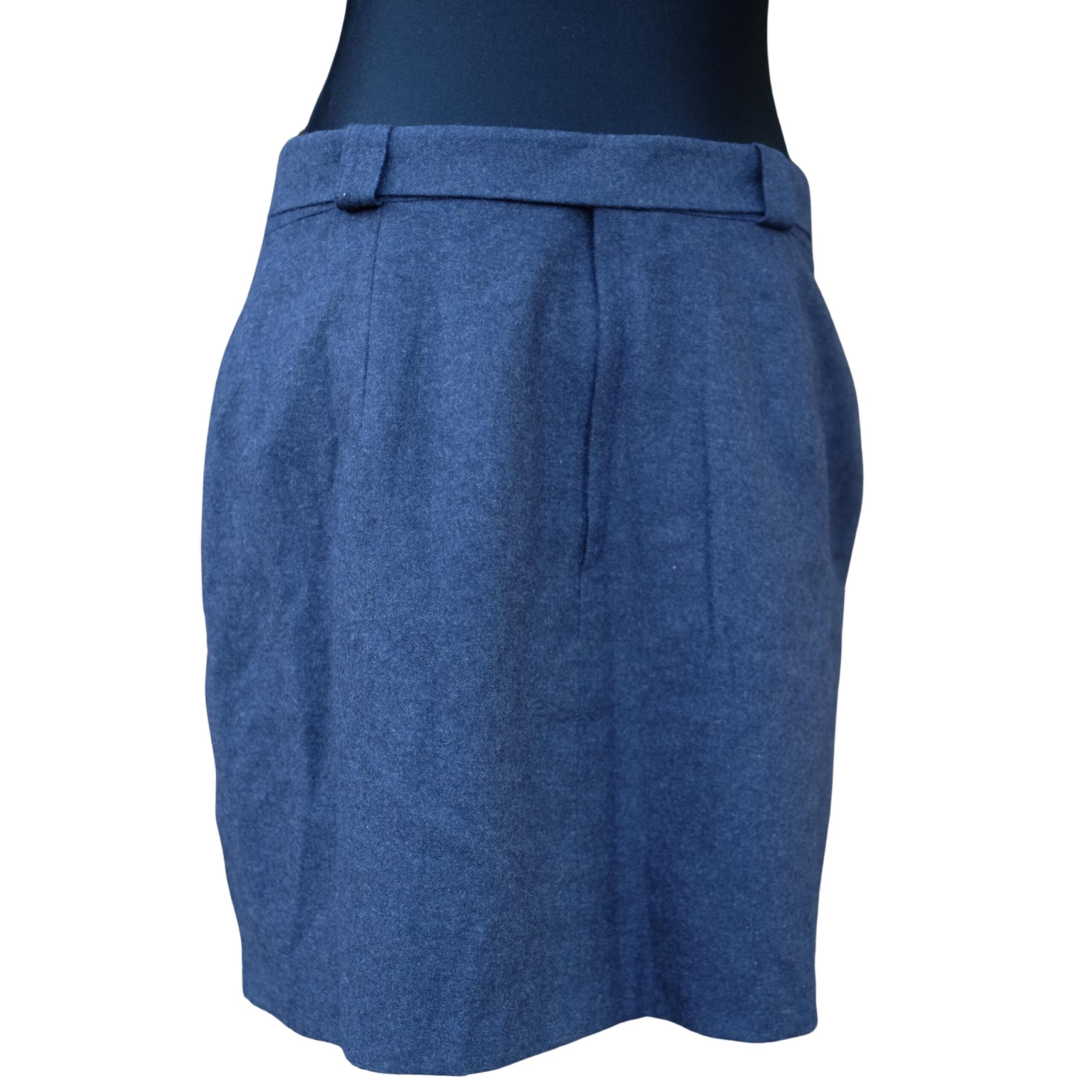 Vintage Blue Pencil Skirt with Golden Buckles and Buttons, Wool mini skirt - Image 5