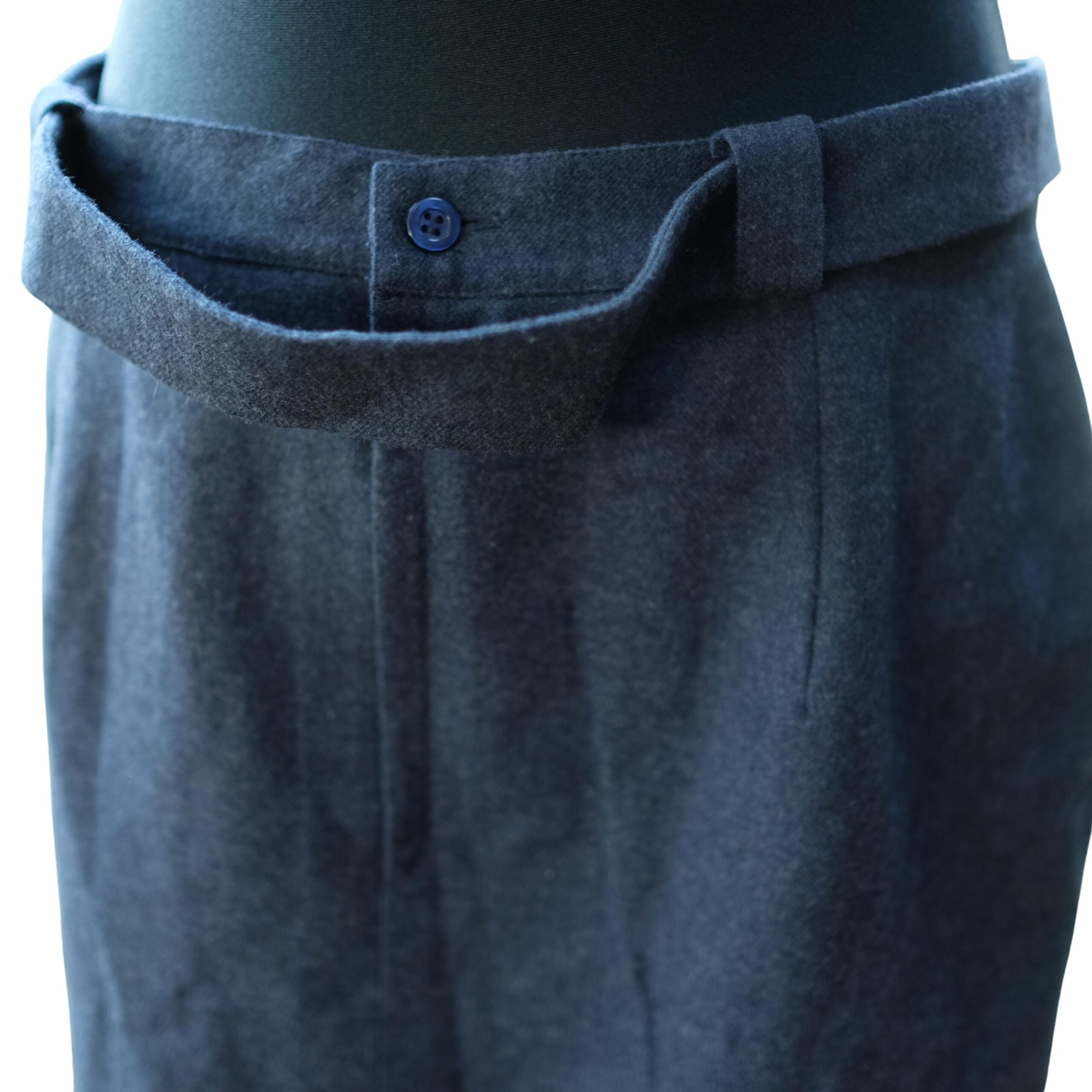 Vintage Blue Pencil Skirt with Golden Buckles and Buttons, Wool mini skirt - Image 6