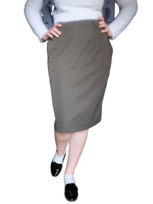 Vintage Simple Deep Army Green Pencil Skirt
