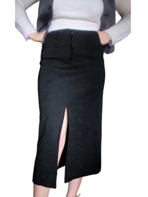 Vintage Embroidered Black Pencil Skirt, Sexy sophistication