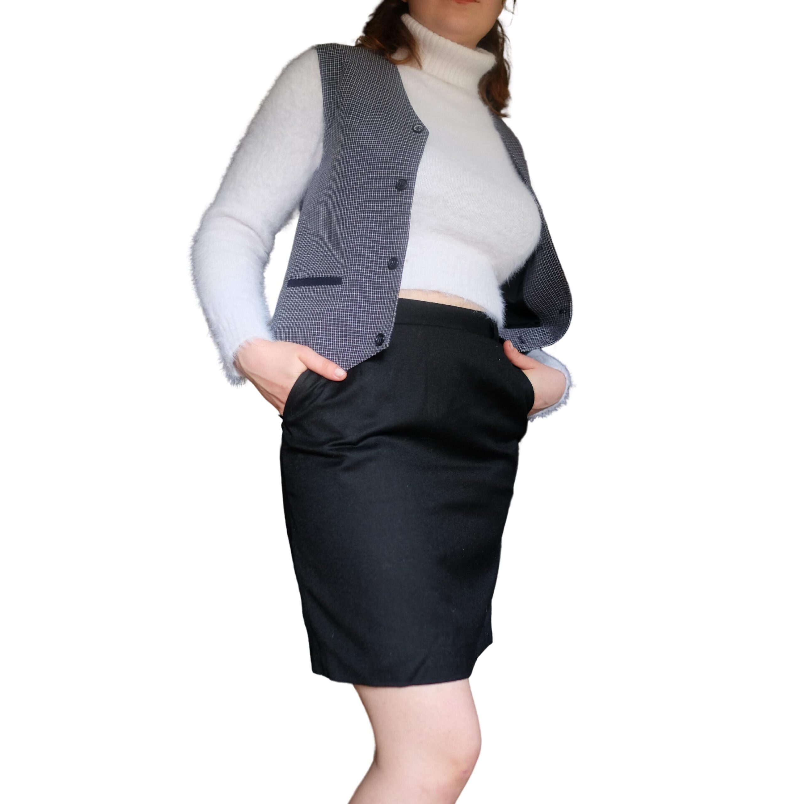 Vintage Black Mini Pencil Skirt, Office Business School outfit - Image 6