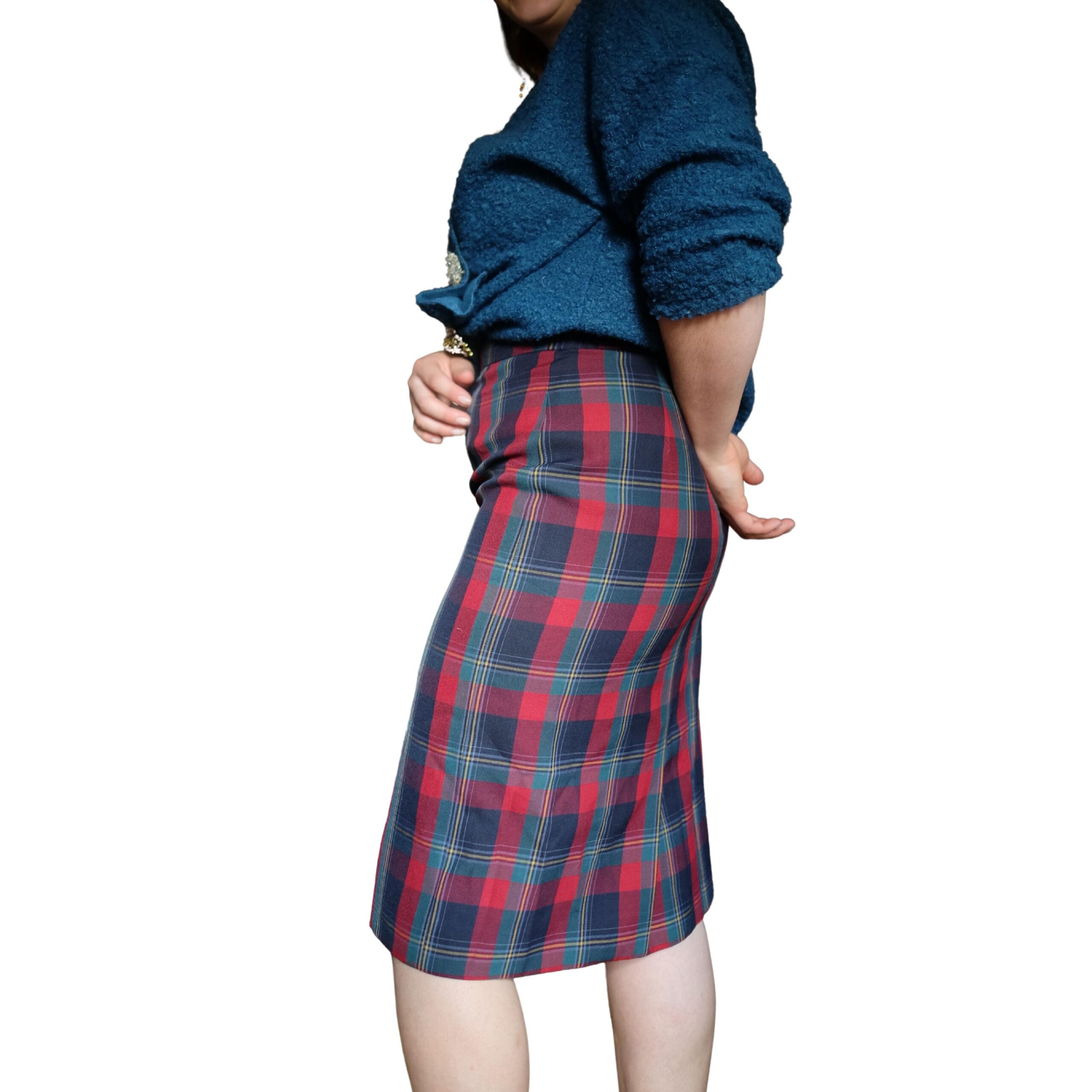 Vintage Plaid/Tartan Pencil Skirt Francoise de France - Image 7
